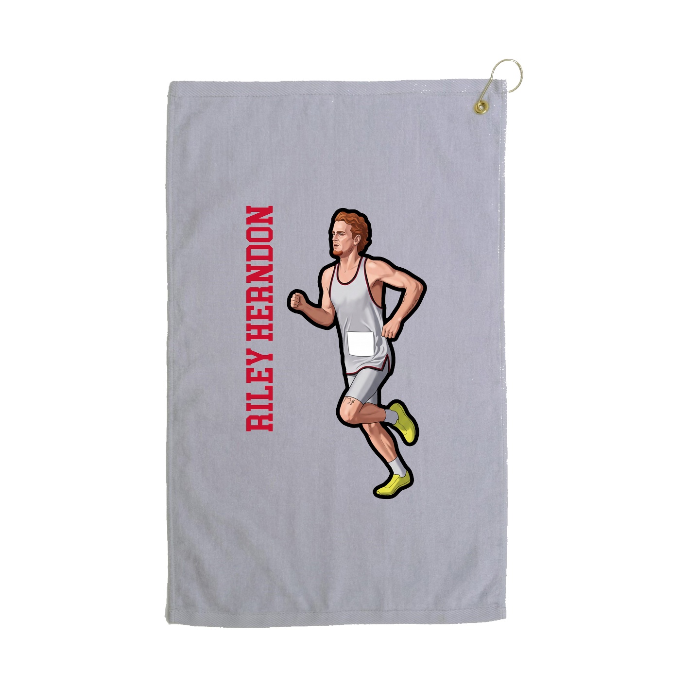 Golf Towel — Name Vertical in Grey