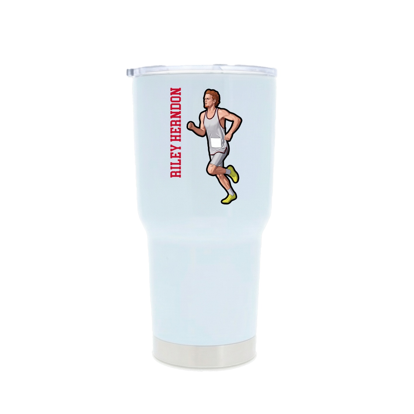 30oz Stainless Steel Tumbler — Name Vertical in White