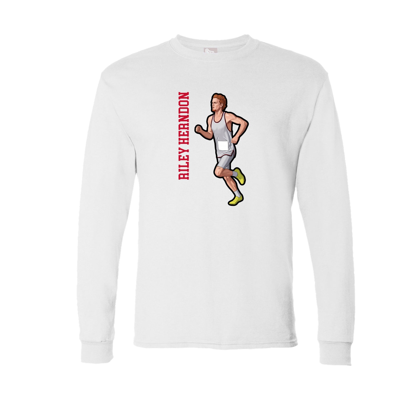 Long Sleeve Tee — Name Vertical in White