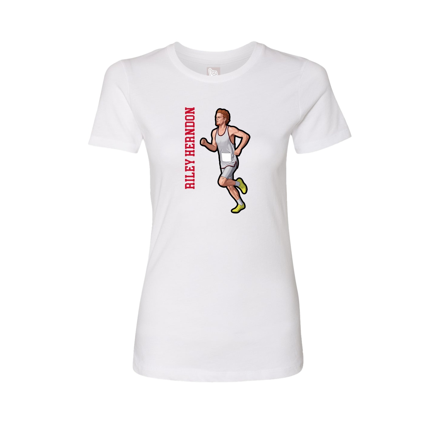 Fitted Women's Tee — Name Vertical in White