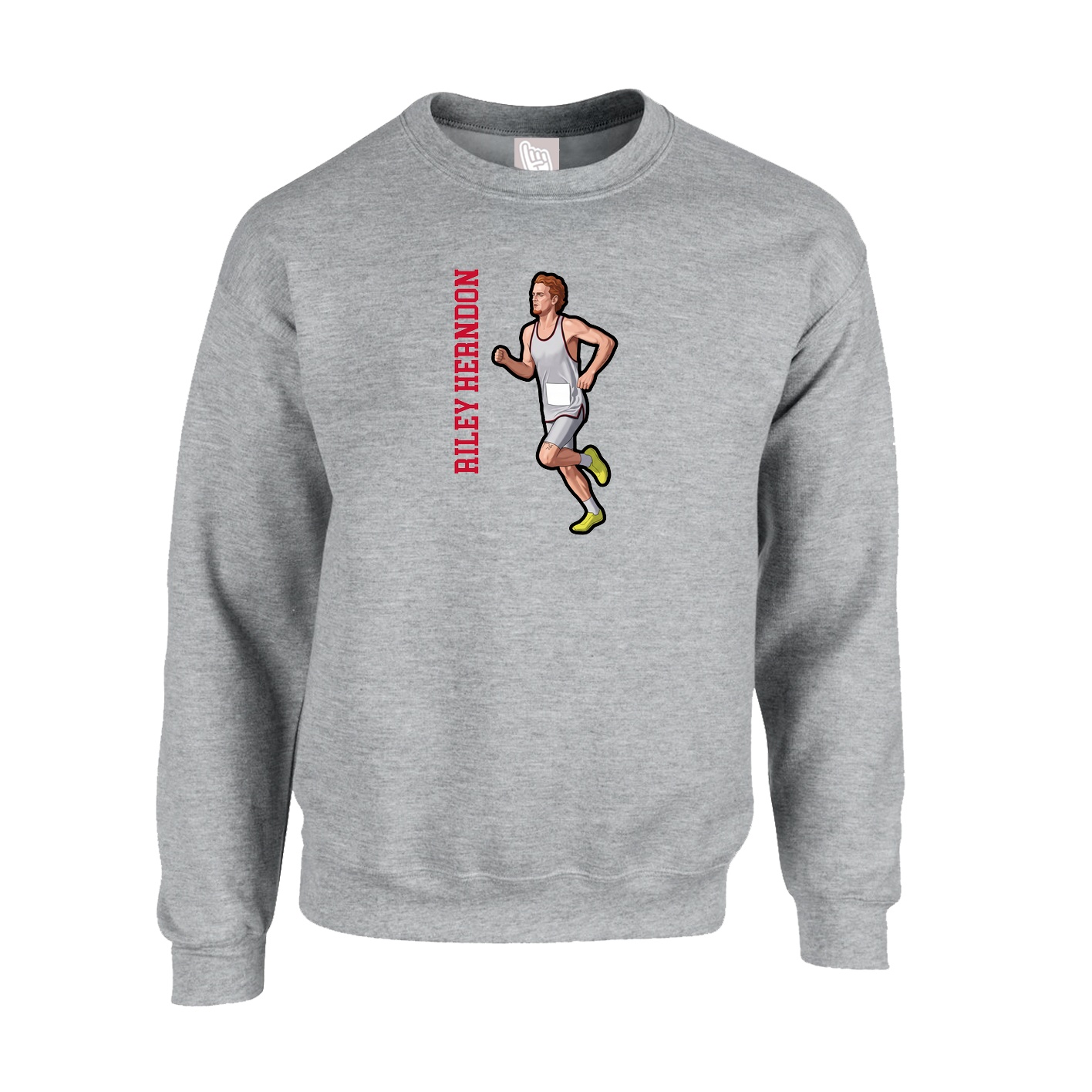 Fleece Crew — Name Vertical in Grey
