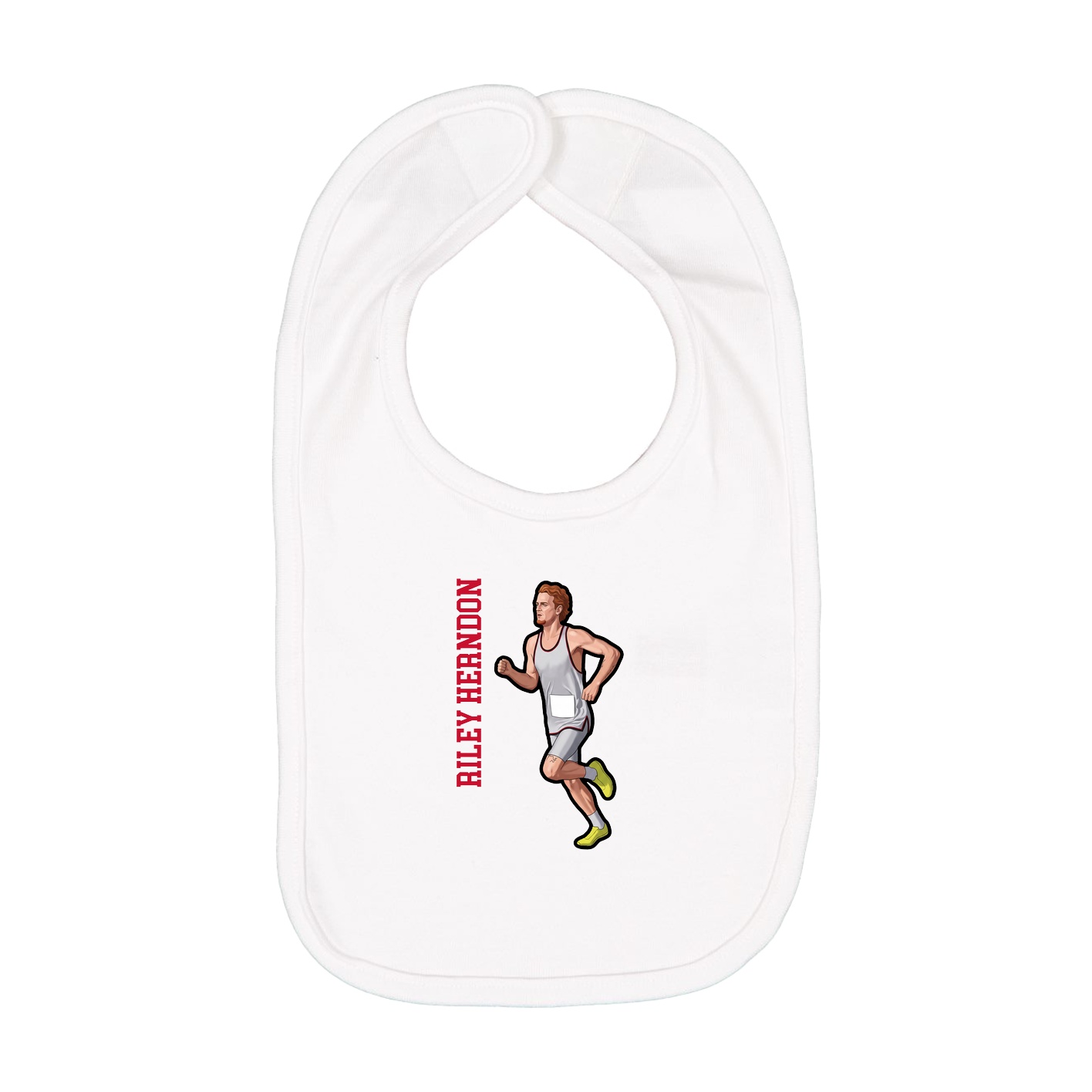 Infant Bib — Name Vertical in White