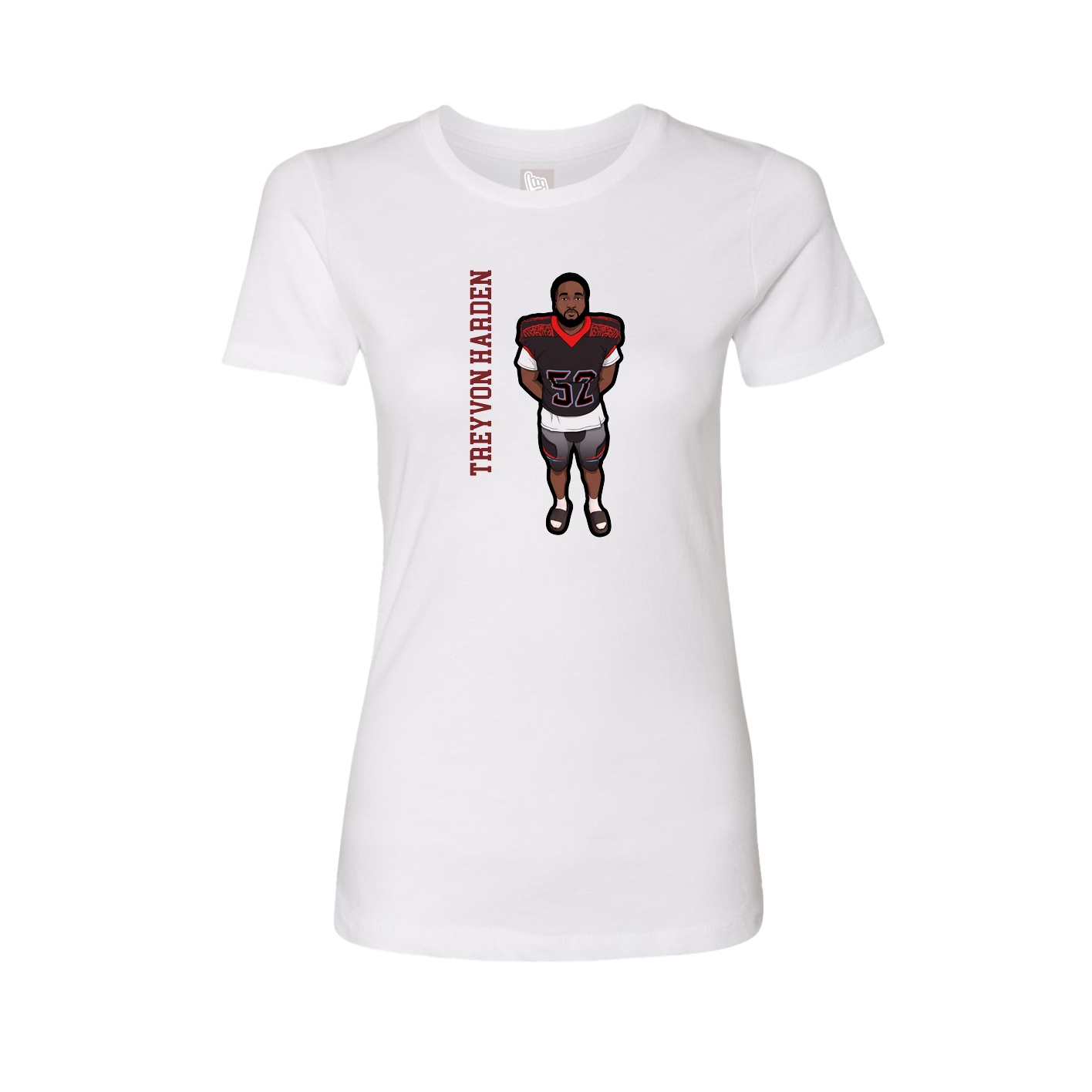 Fitted Women's Tee — Name Vertical in White