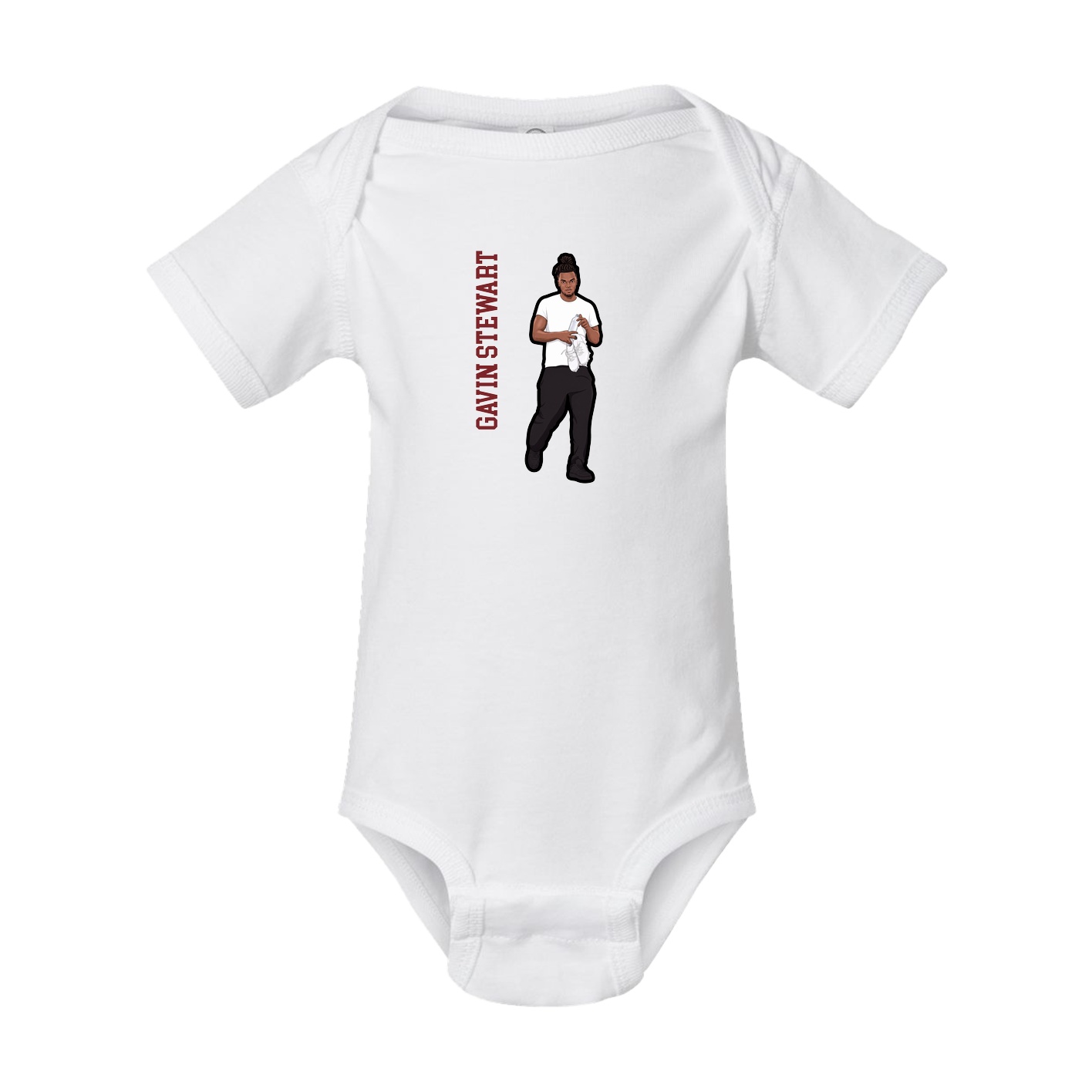 Baby Onesie — Name Vertical in White