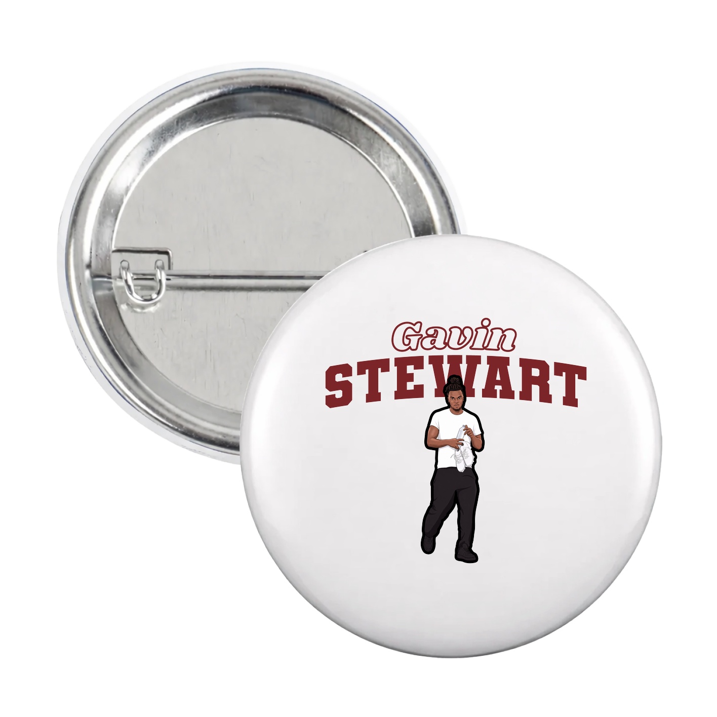 Game Day Button — Name Arch in White