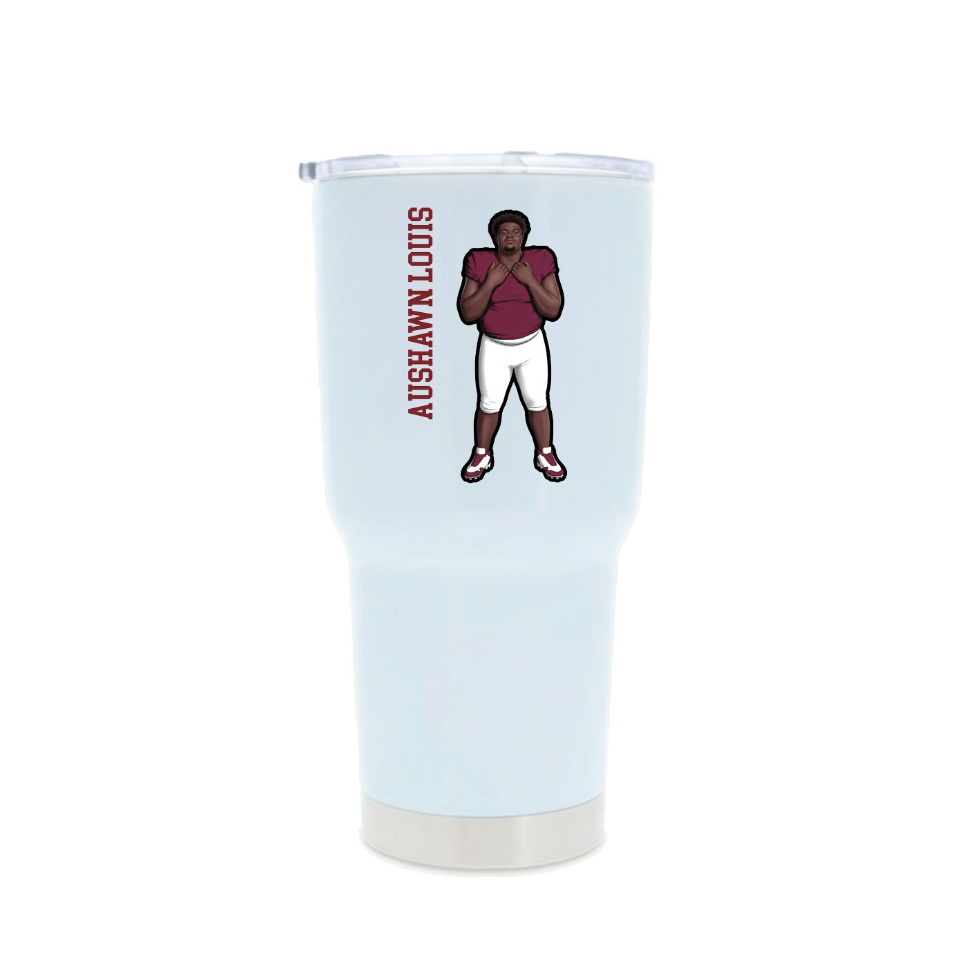 30oz Stainless Steel Tumbler — Name Vertical in White