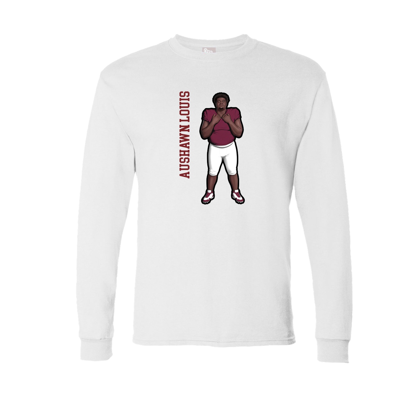 Long Sleeve Tee — Name Vertical in White