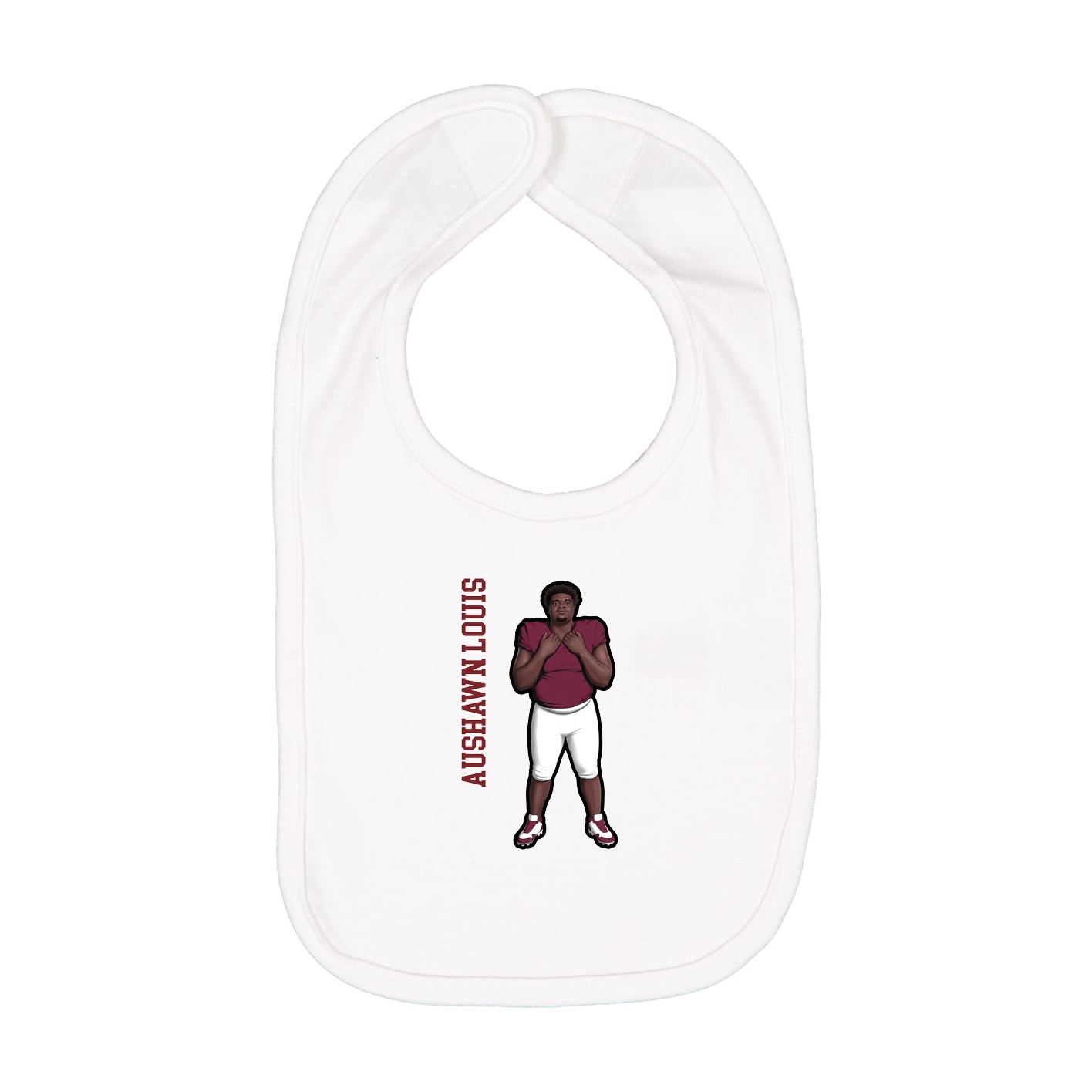 Infant Bib — Name Vertical in White