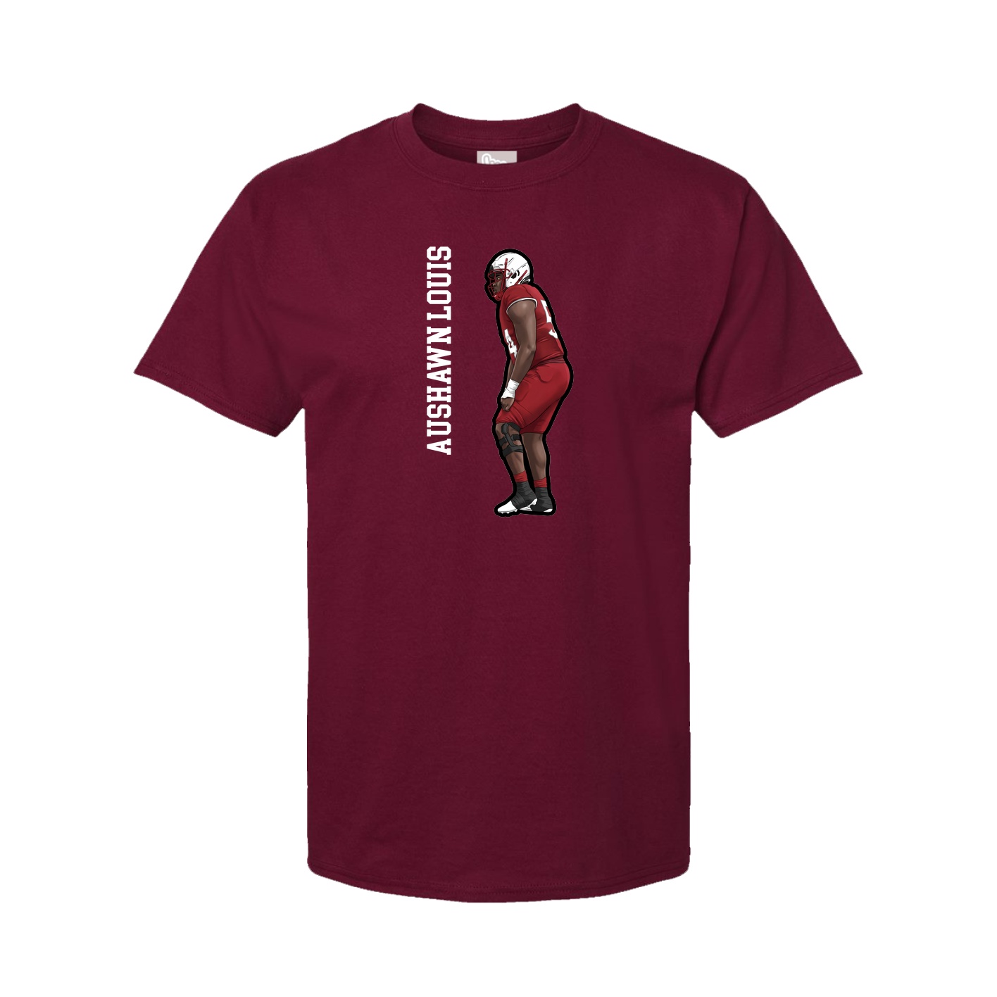 Youth Tee — Name Vertical in Cardinal