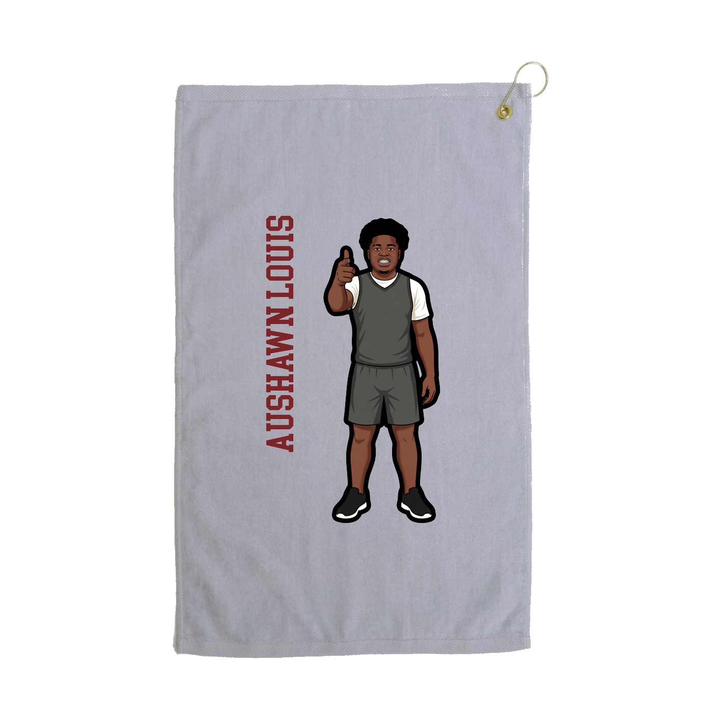 Golf Towel — Name Vertical in Grey