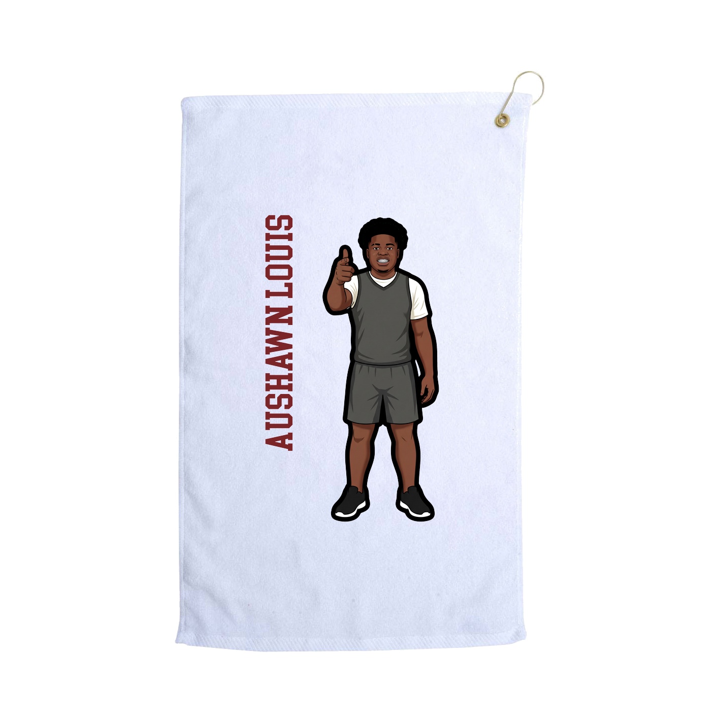 Golf Towel — Name Vertical in White