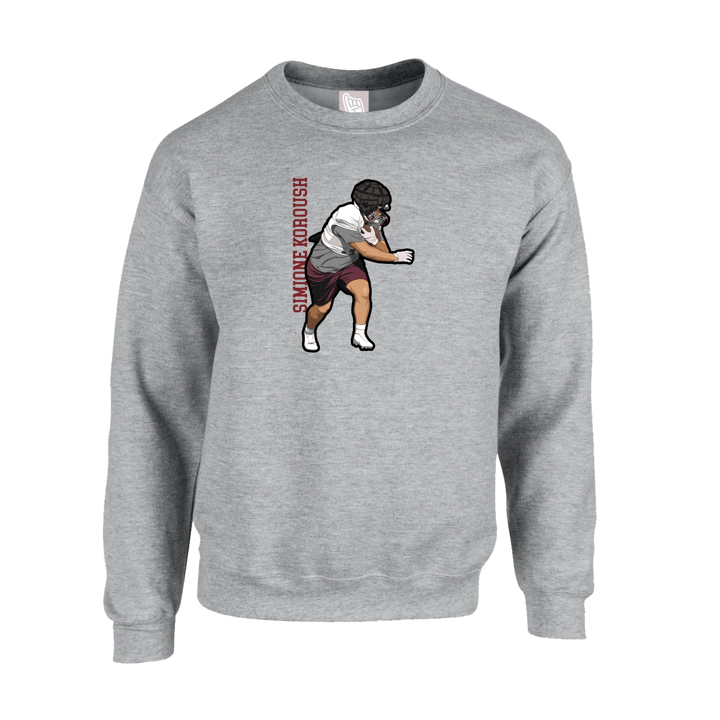 Fleece Crew — Name Vertical in Grey