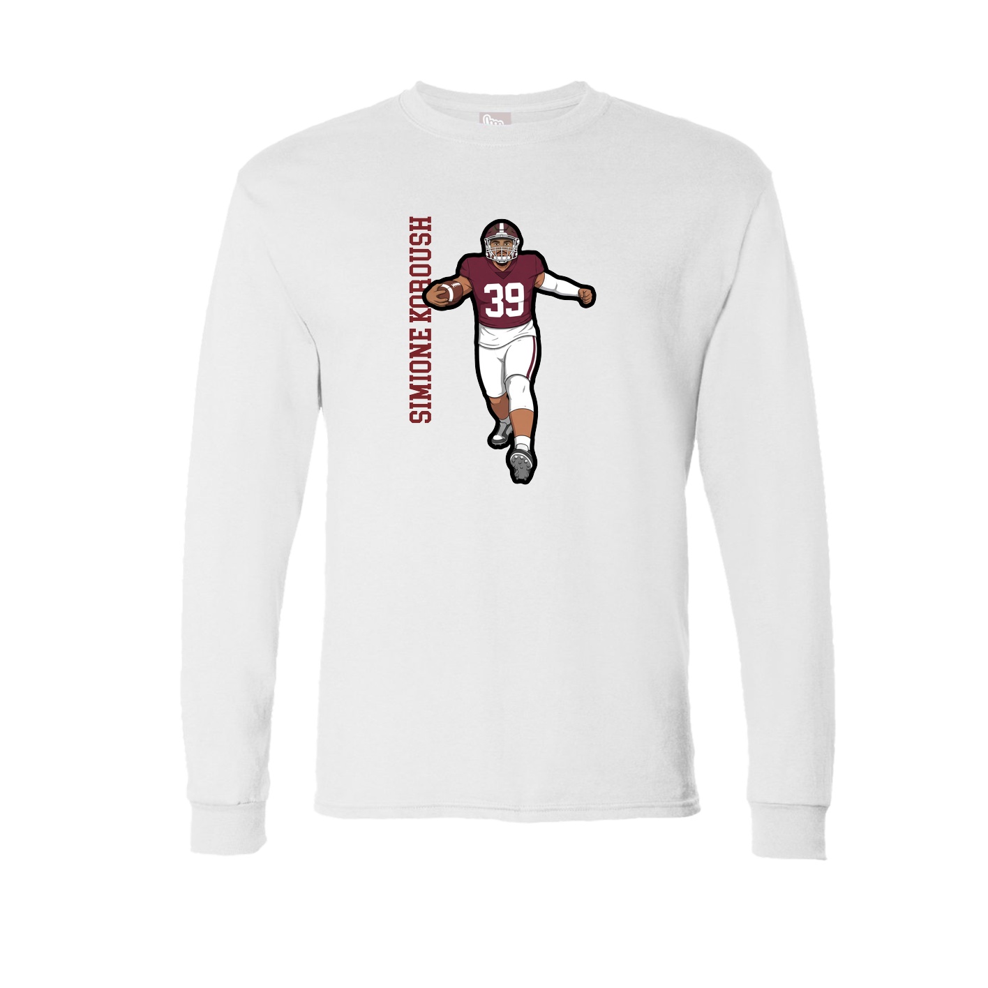 Long Sleeve Tee — Name Vertical in White