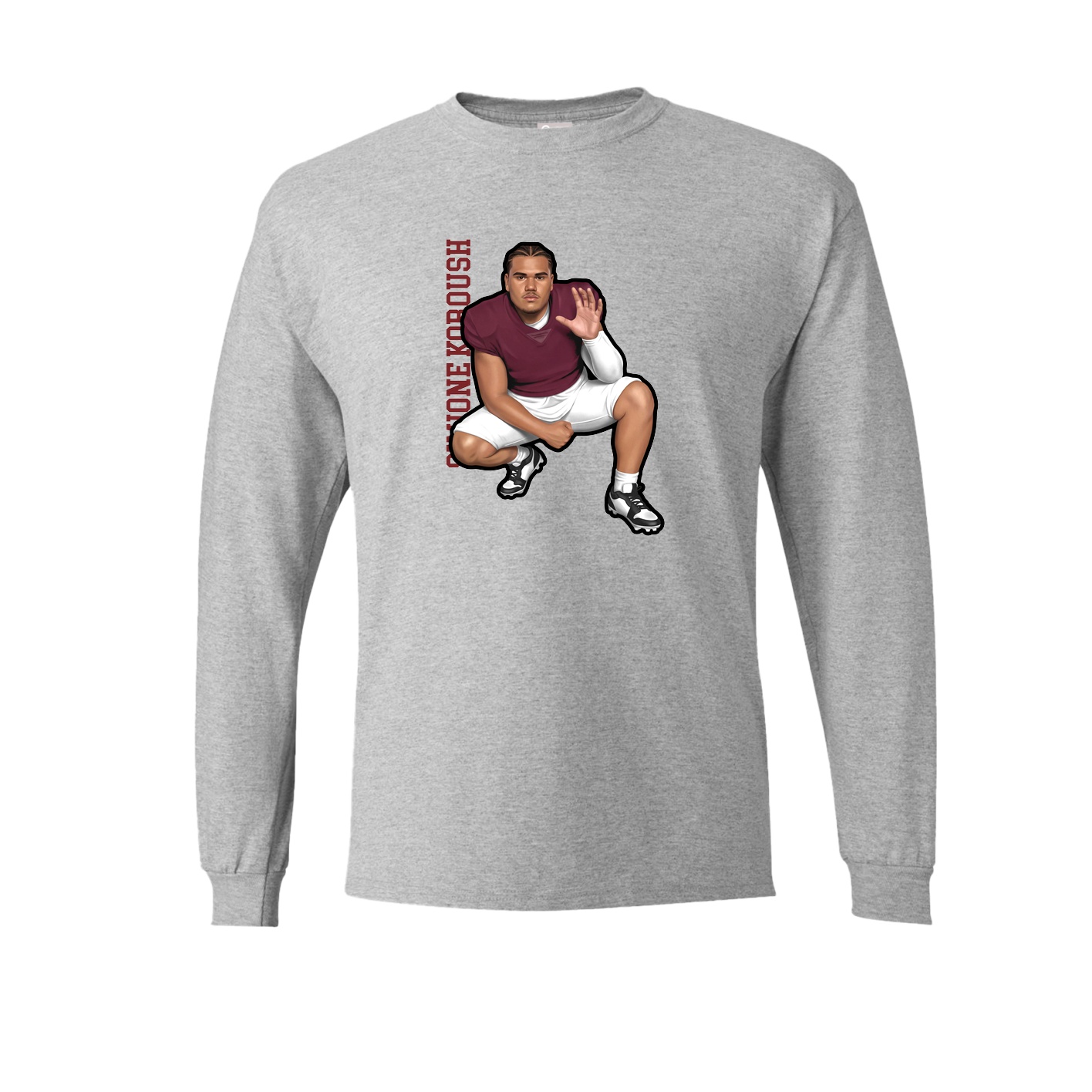 Long Sleeve Tee — Name Vertical in Grey