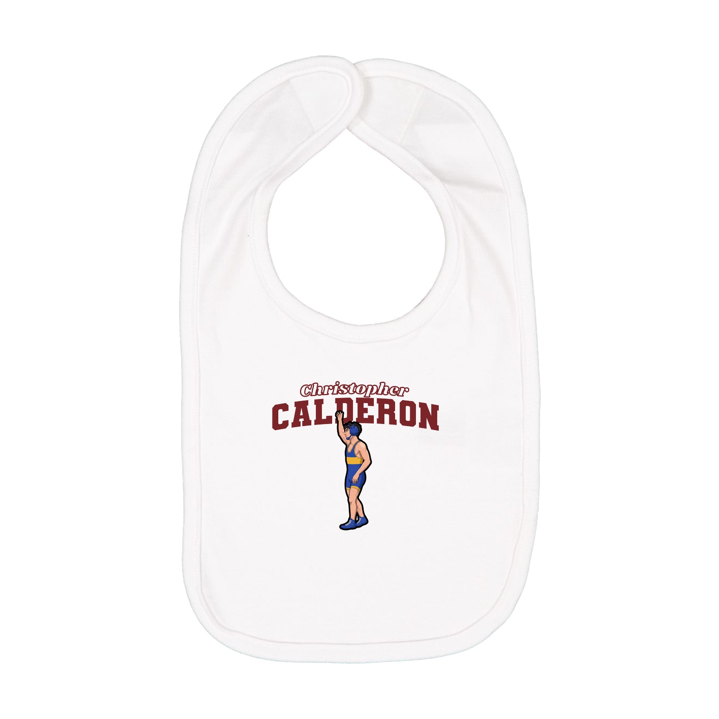 Infant Bib — Name Arch in White