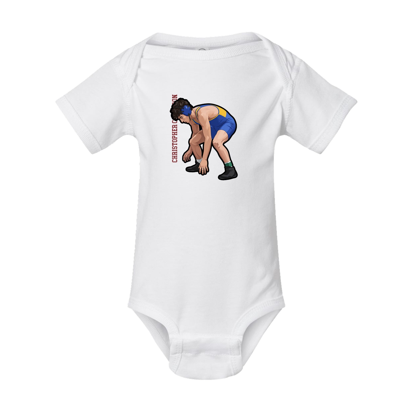 Baby Onesie — Name Vertical in White