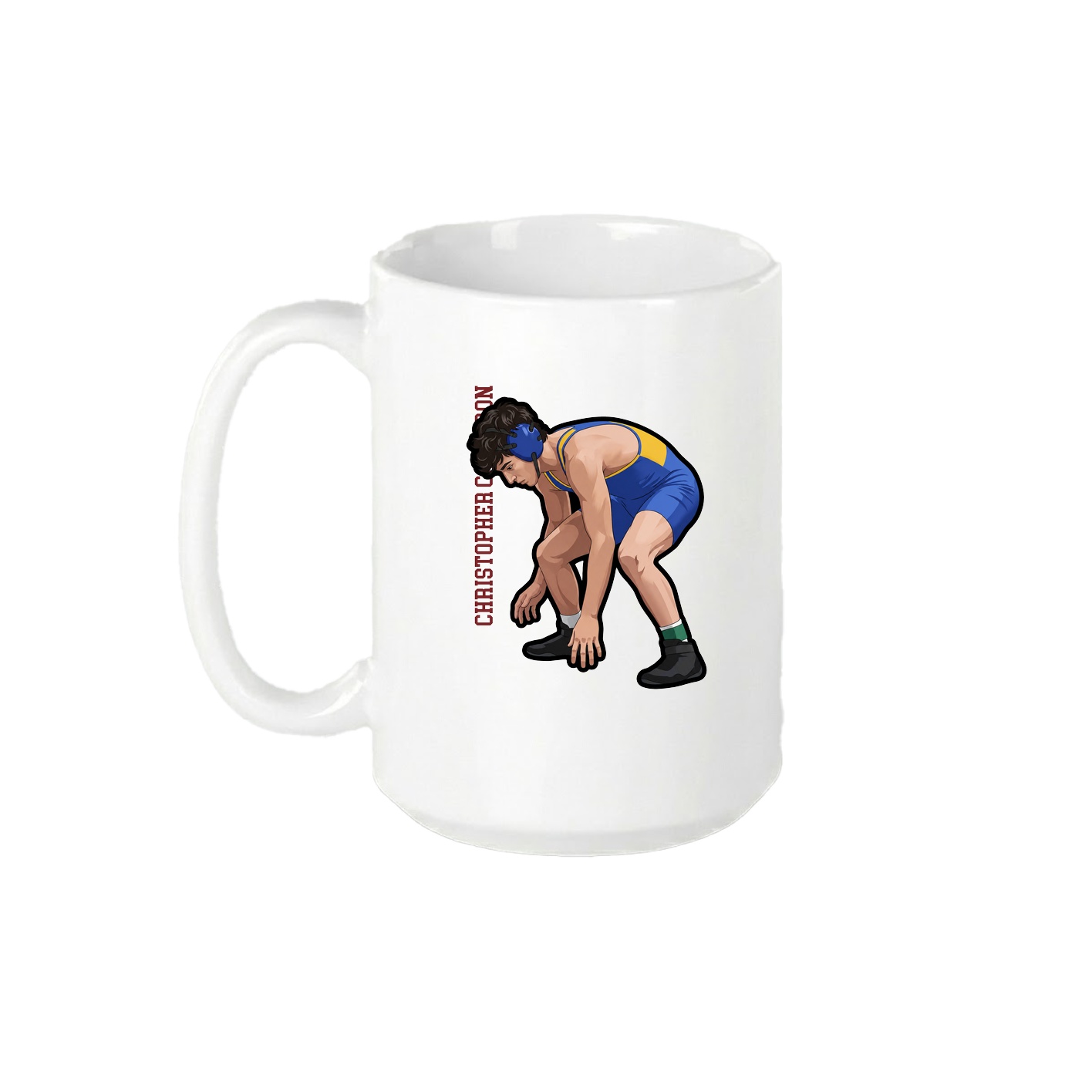 15oz Coffee Mug — Name Vertical in White