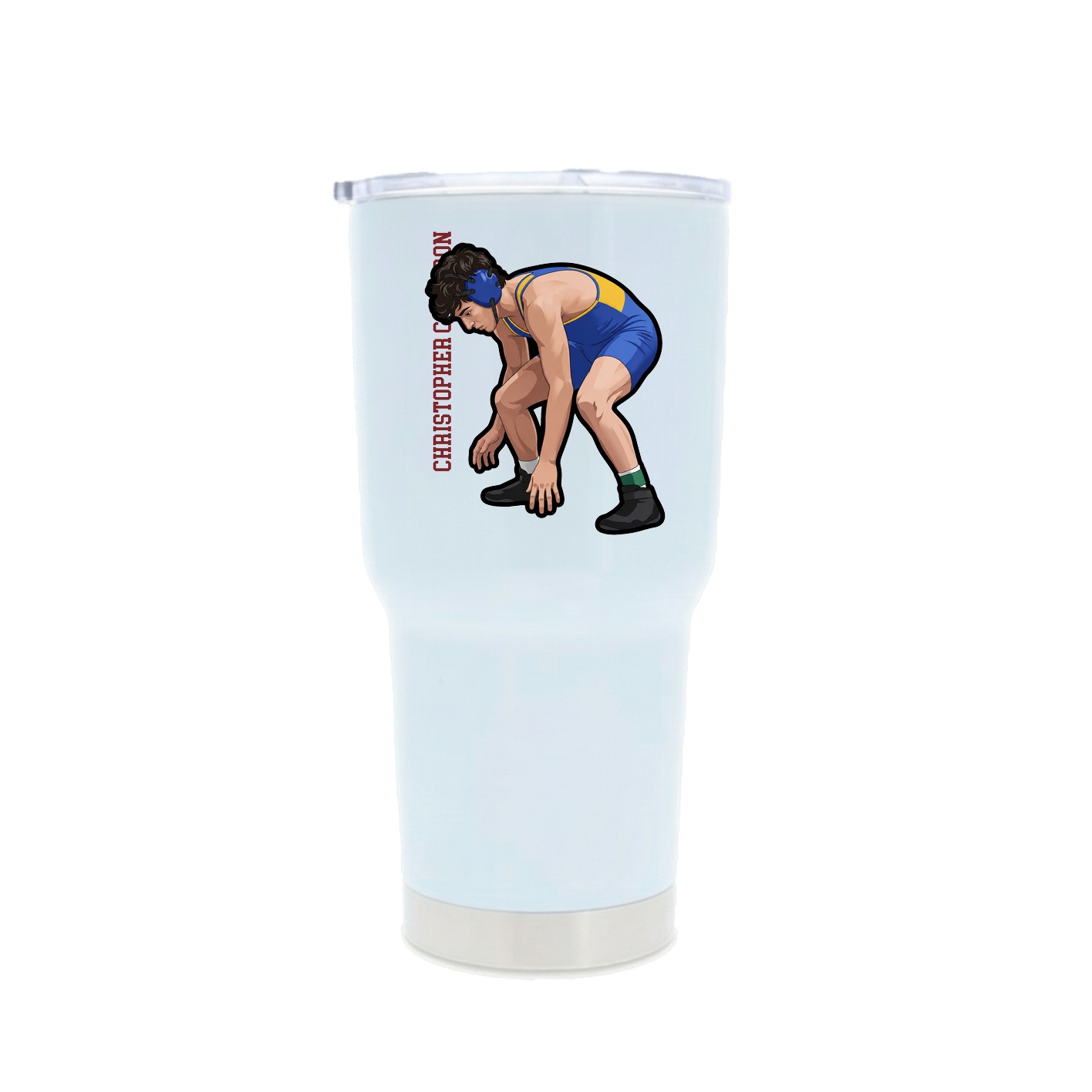 30oz Stainless Steel Tumbler — Name Vertical in White