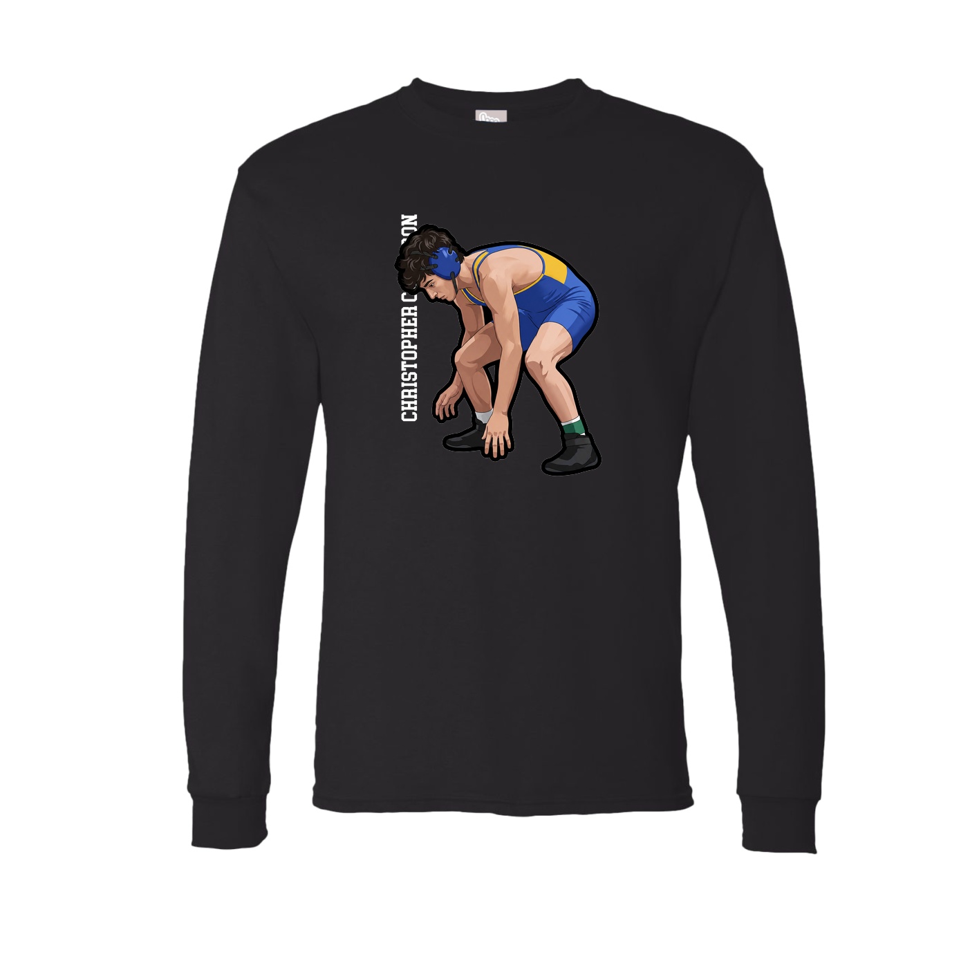 Long Sleeve Tee — Name Vertical in Black
