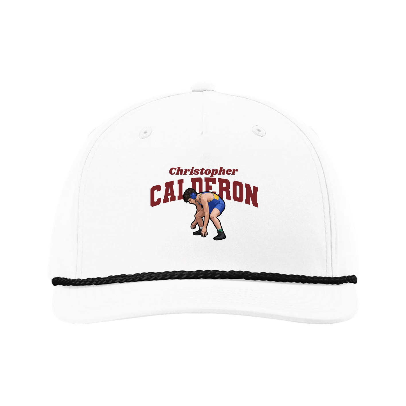 Five-Panel Classic Rope Cap — Signature Arch in White
