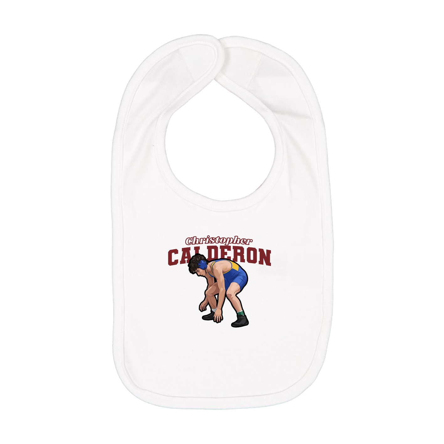 Infant Bib — Name Arch in White