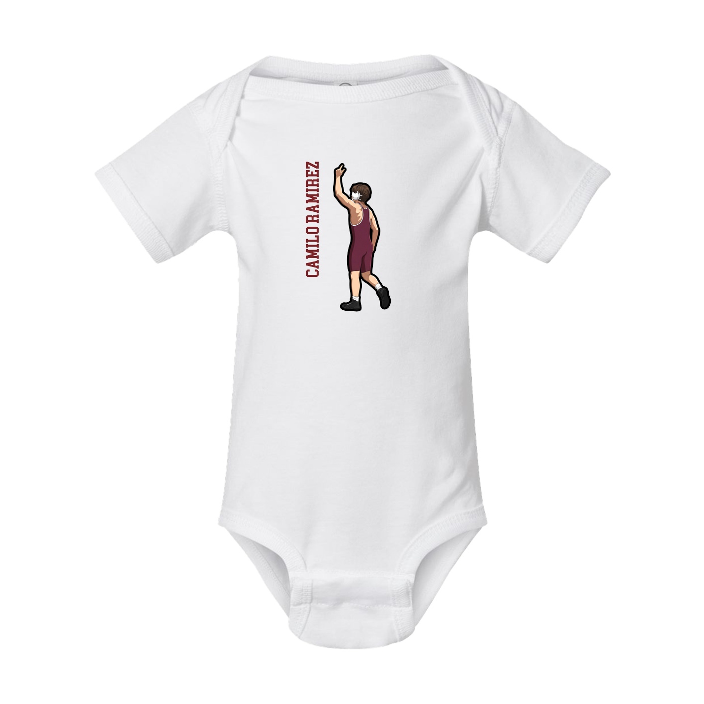 Baby Onesie — Name Vertical in White