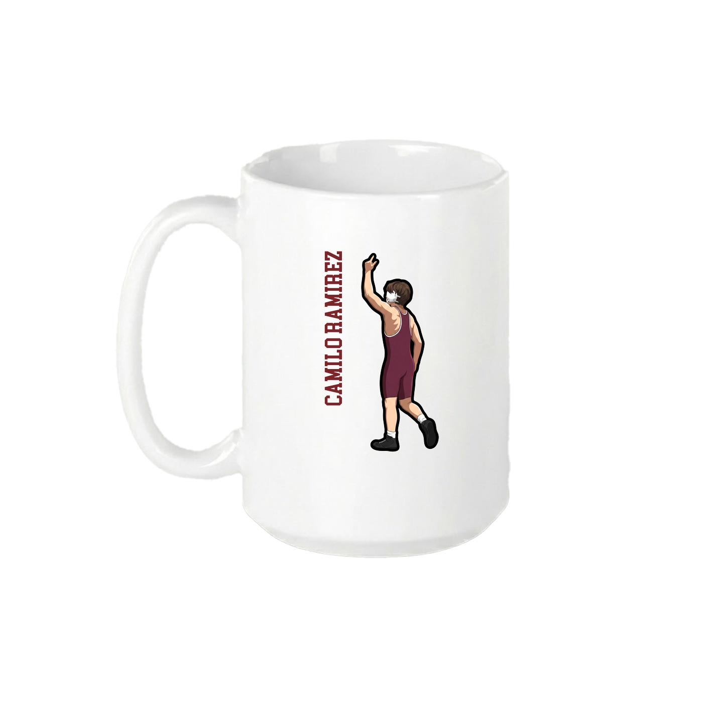 15oz Coffee Mug — Name Vertical in White