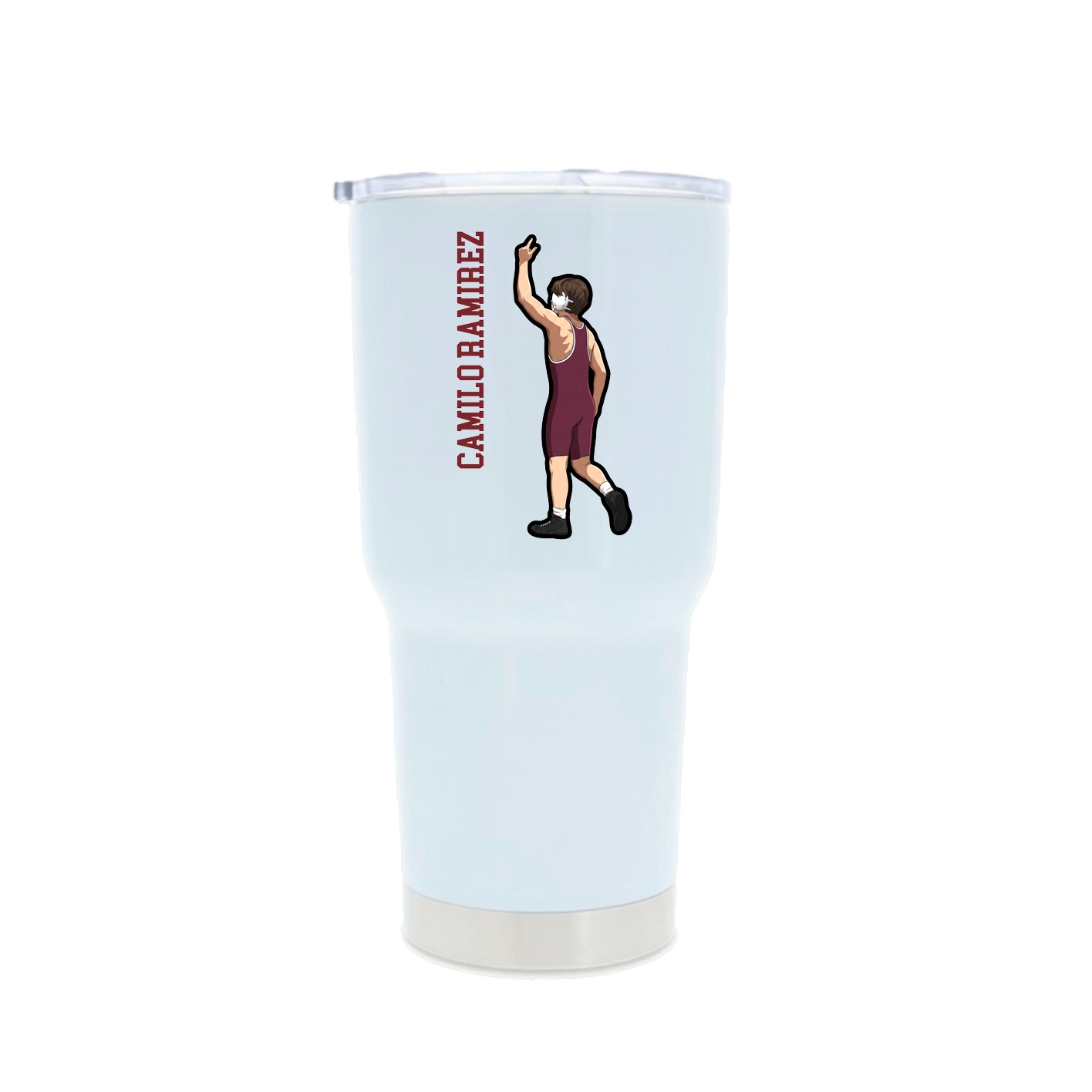30oz Stainless Steel Tumbler — Name Vertical in White
