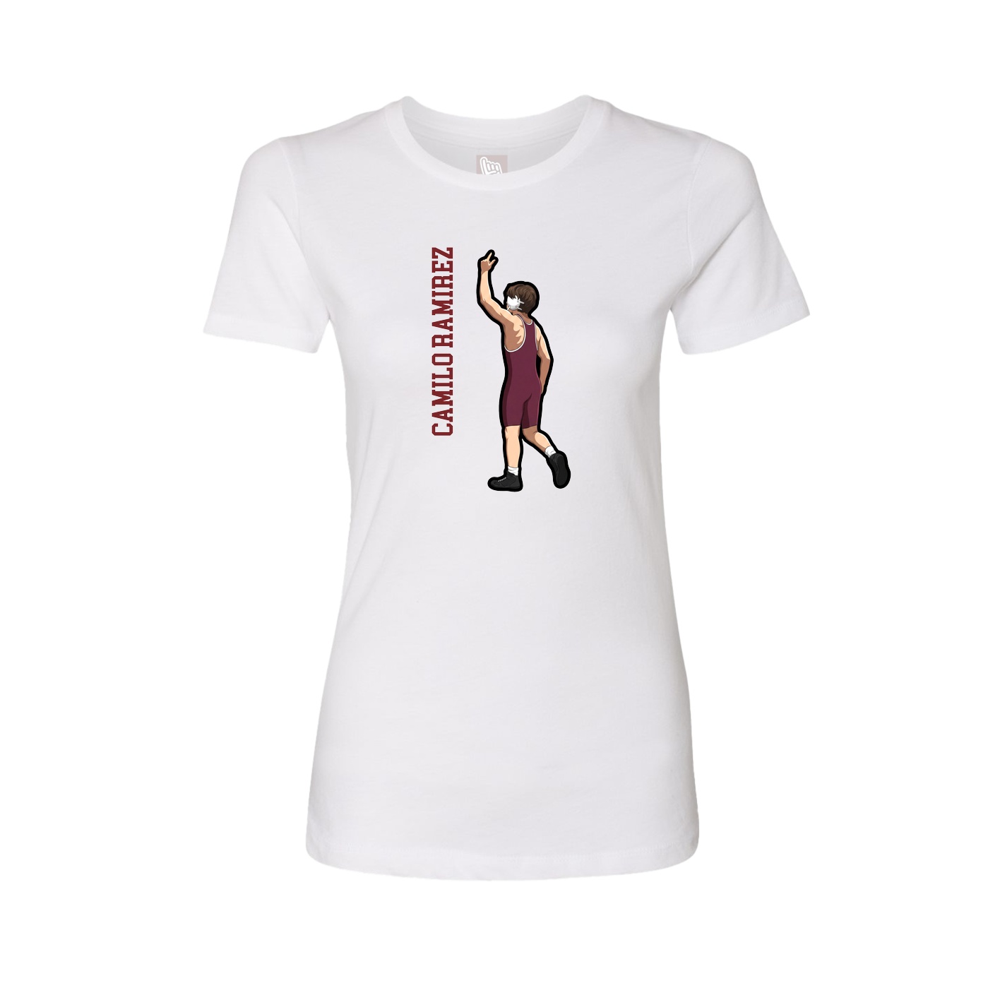 Womens Tee — Name Vertical in White