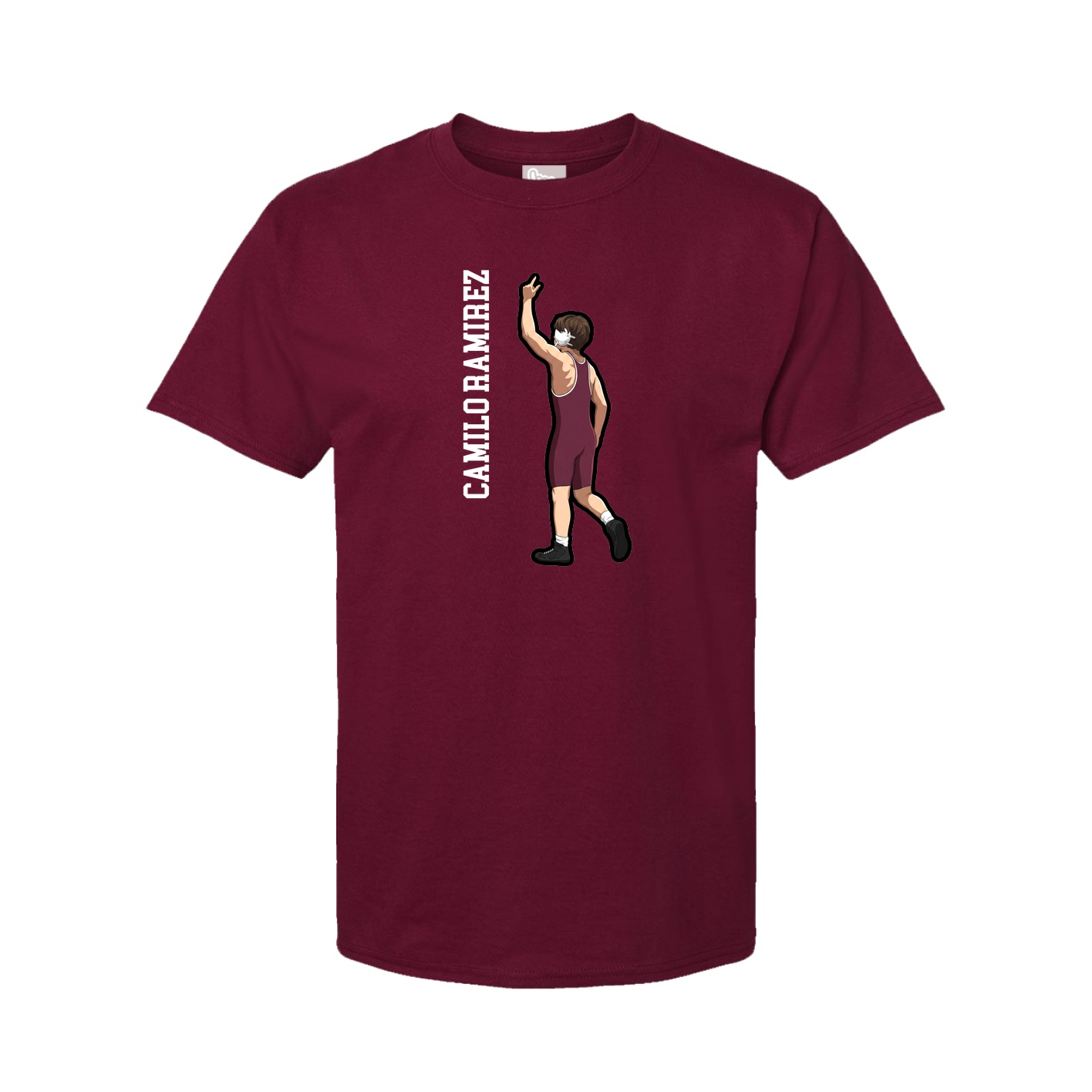 Youth Tee — Name Vertical in Cardinal