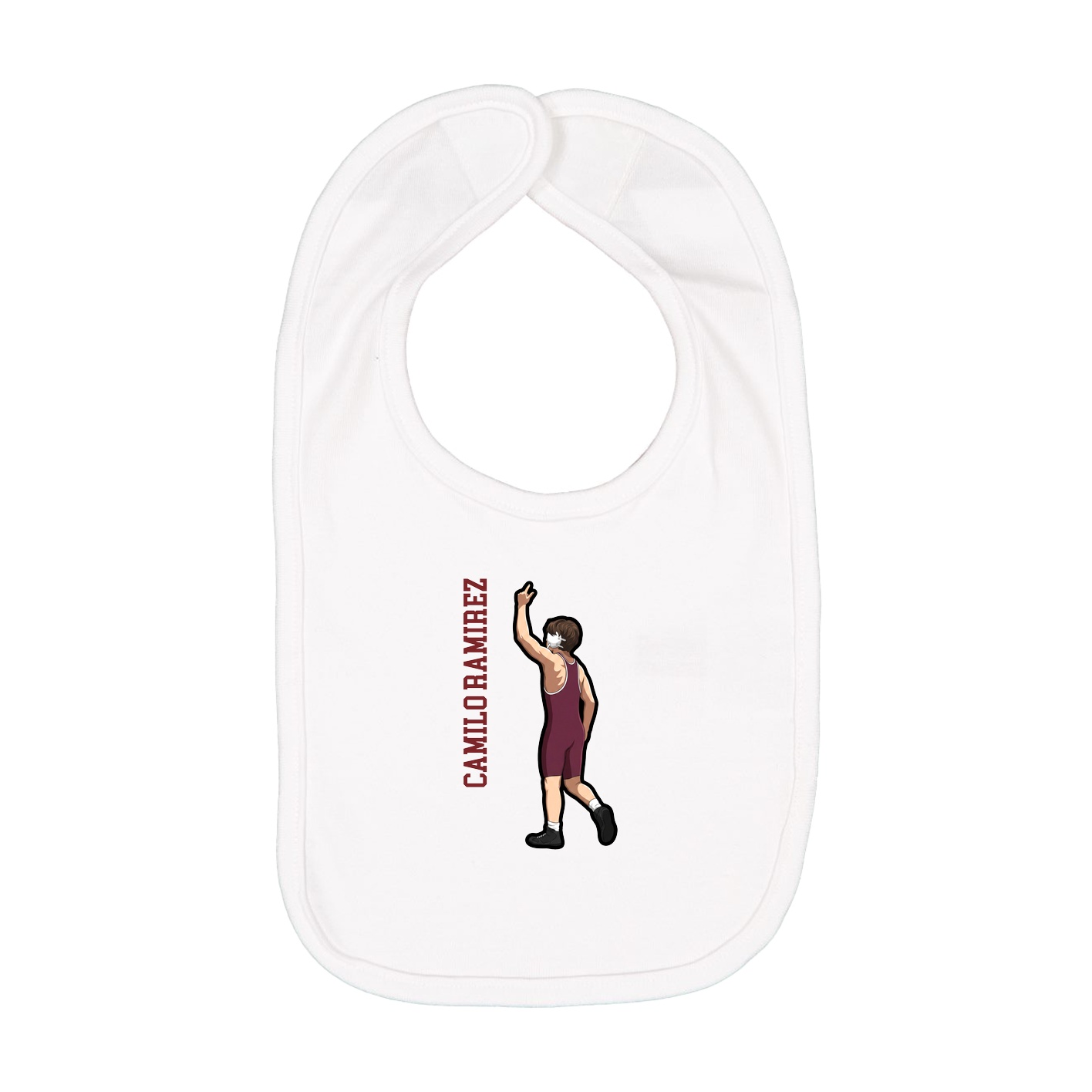 Infant Bib — Name Vertical in White