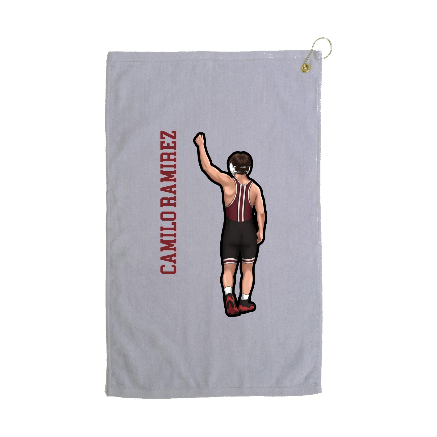 Golf Towel — Name Vertical in Grey
