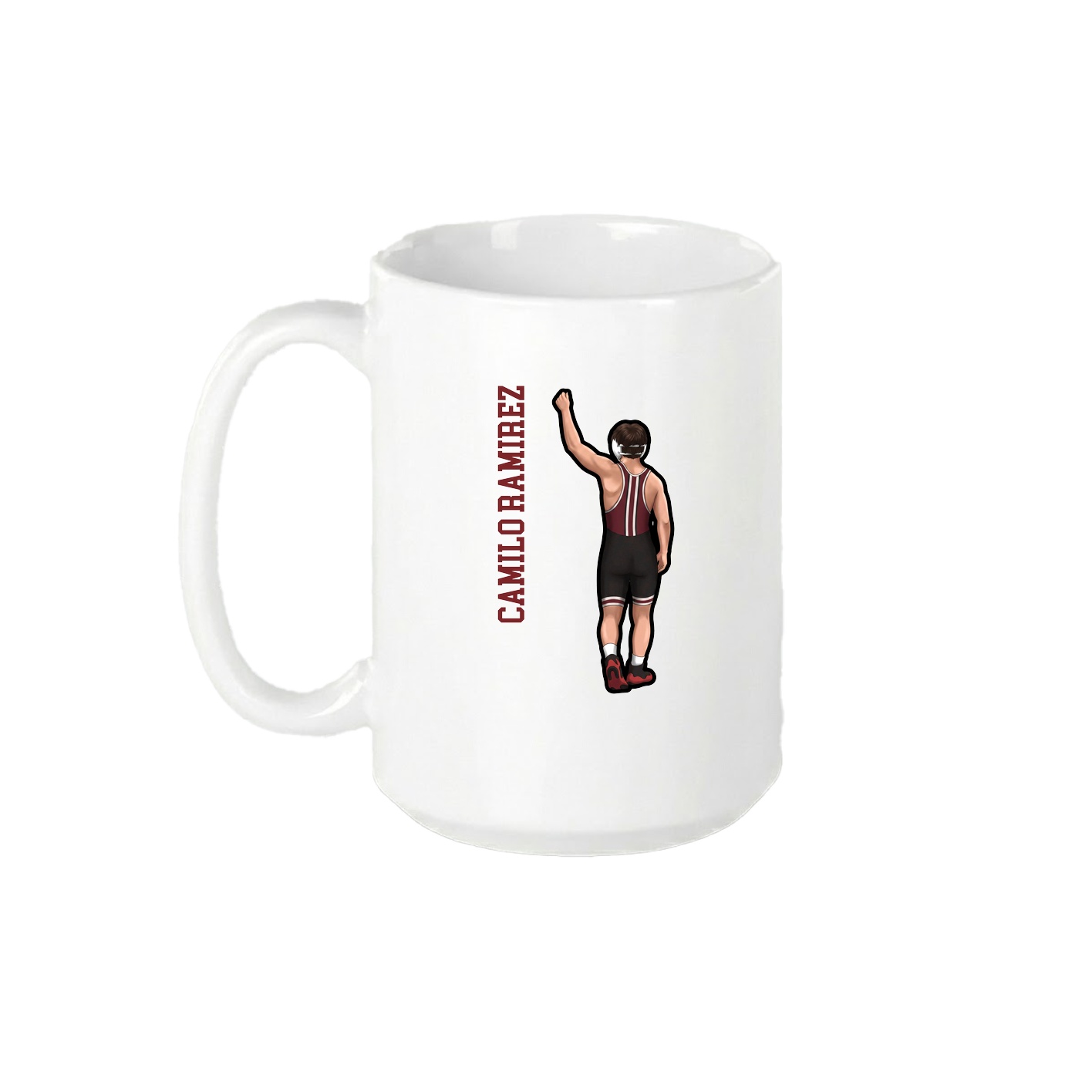 15oz Coffee Mug — Name Vertical in White