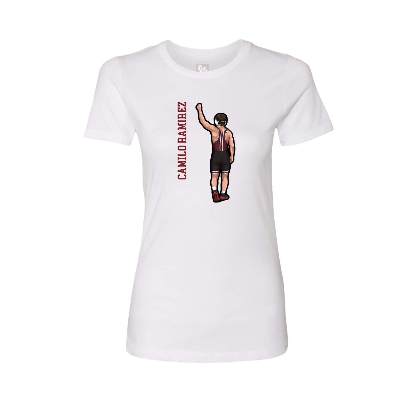 Fitted Women's Tee — Name Vertical in White