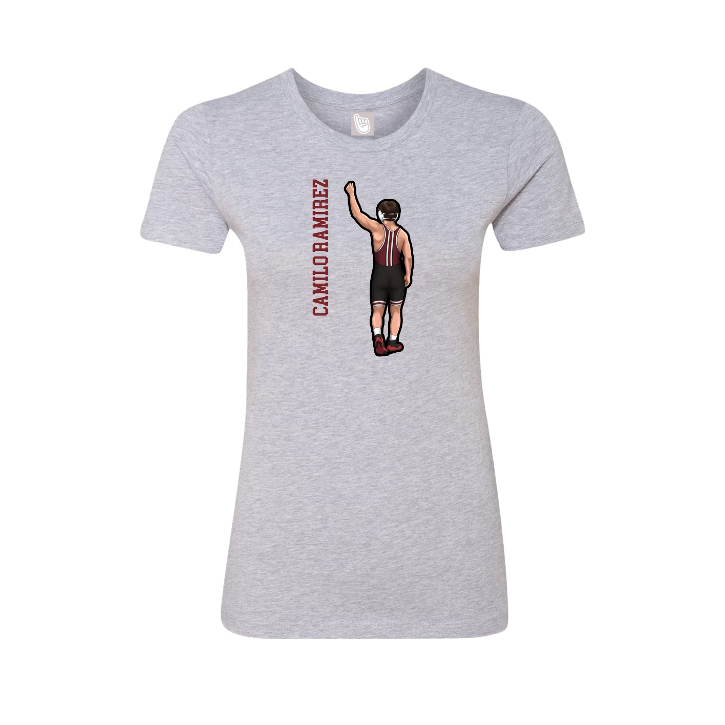 Womens Tee — Name Vertical in Grey
