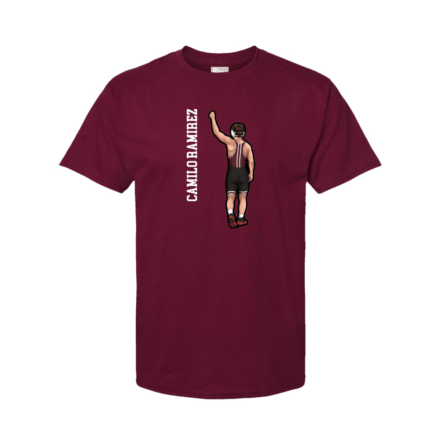 Youth Tee — Name Vertical in Cardinal