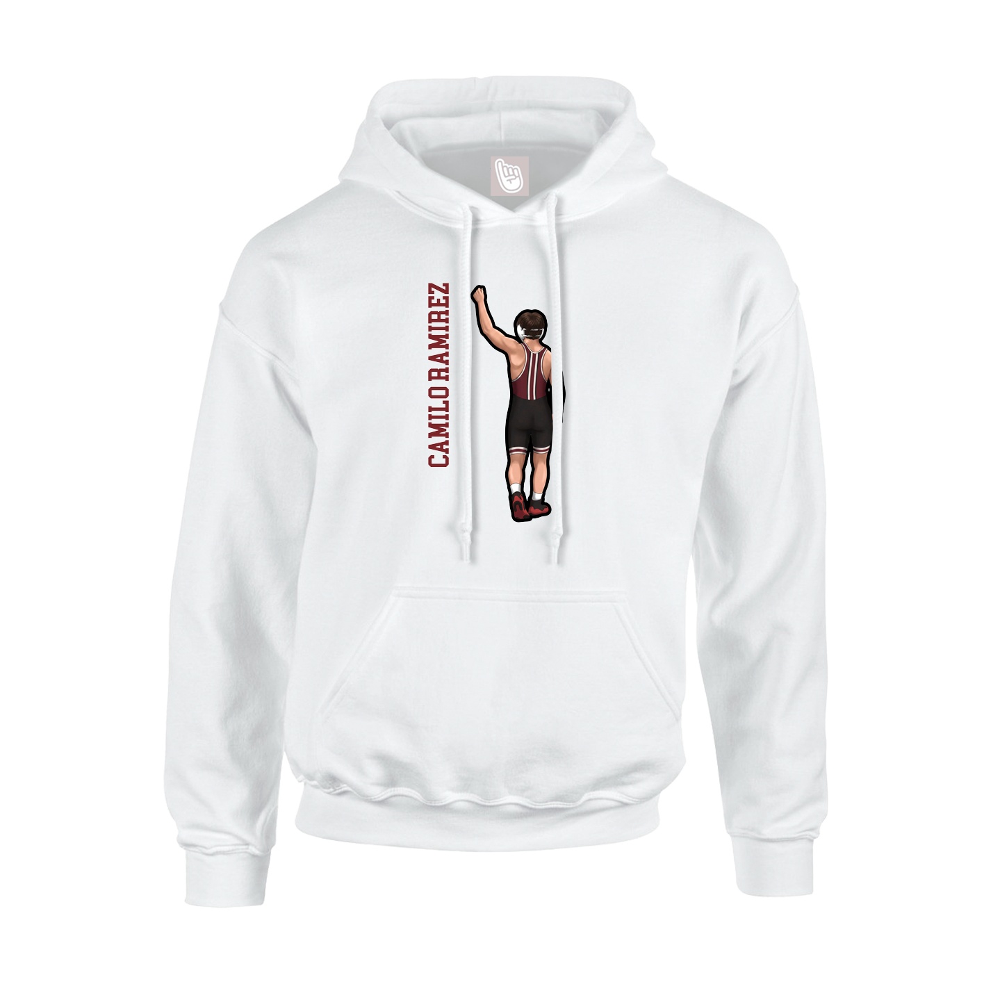 Youth Hoodie — Name Vertical in White