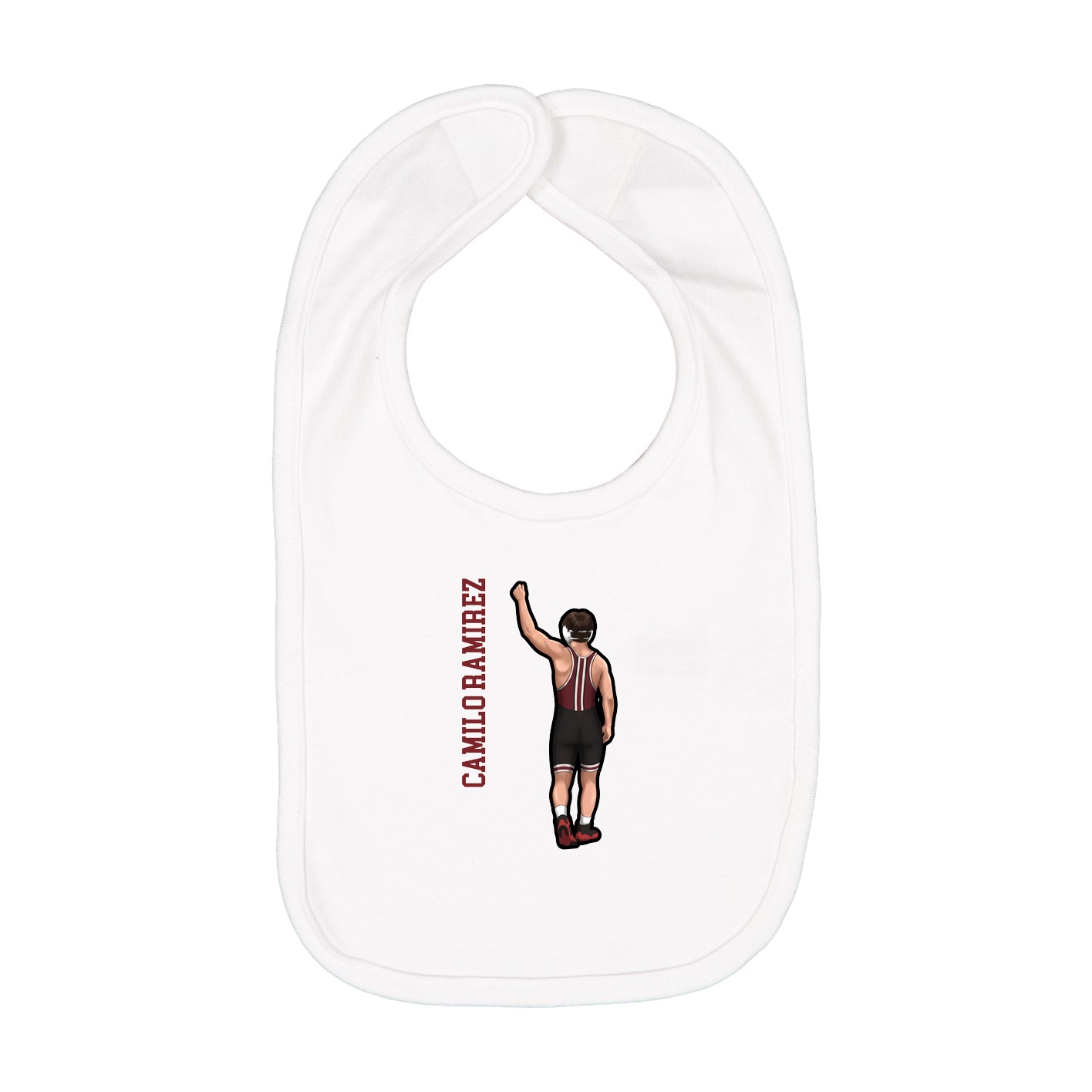 Infant Bib — Name Vertical in White