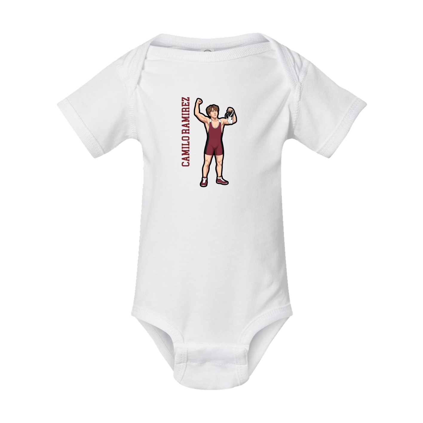 Baby Onesie — Name Vertical in White