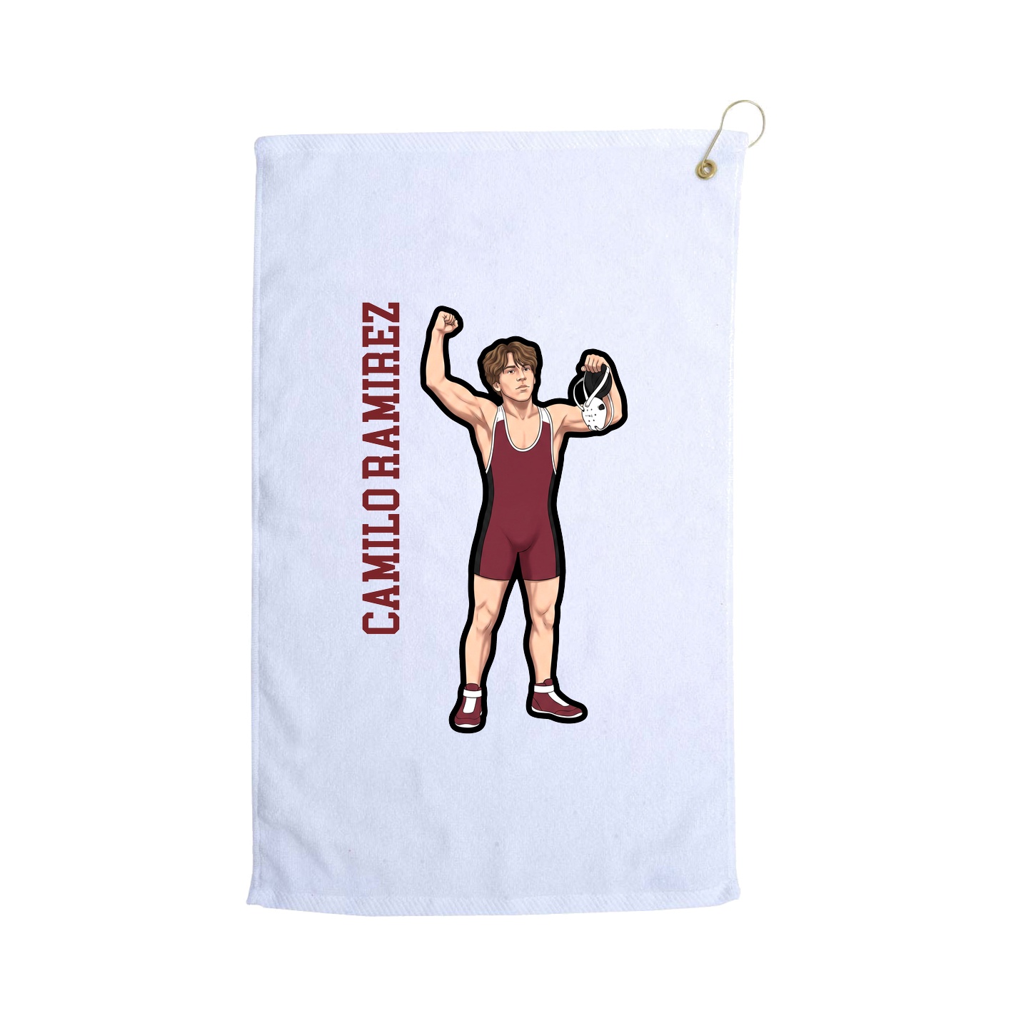 Golf Towel — Name Vertical in White