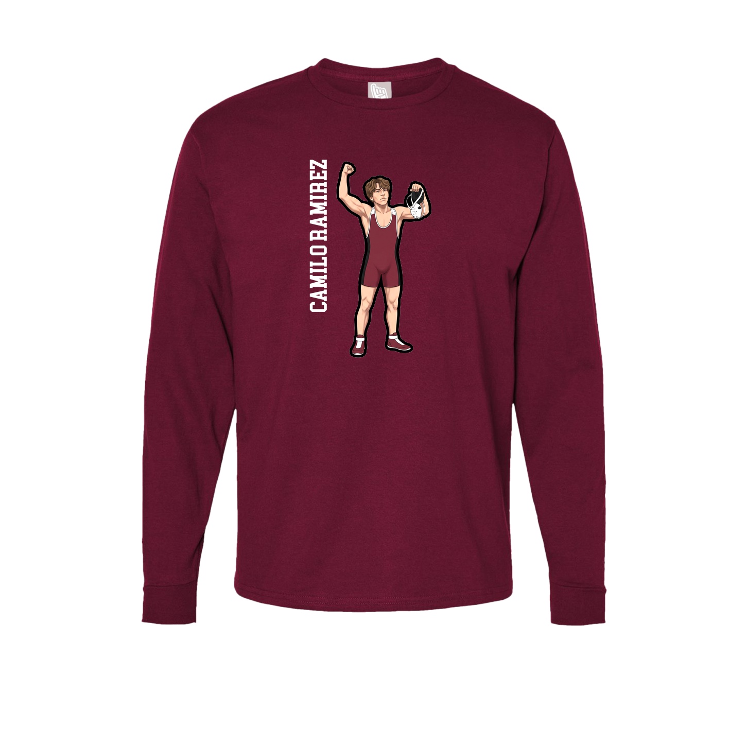 Long Sleeve Tee — Name Vertical in Cardinal