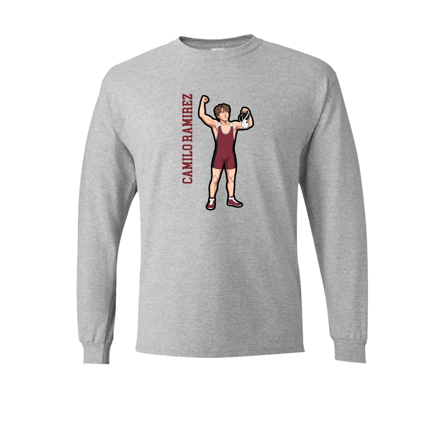 Long Sleeve Tee — Name Vertical in Grey