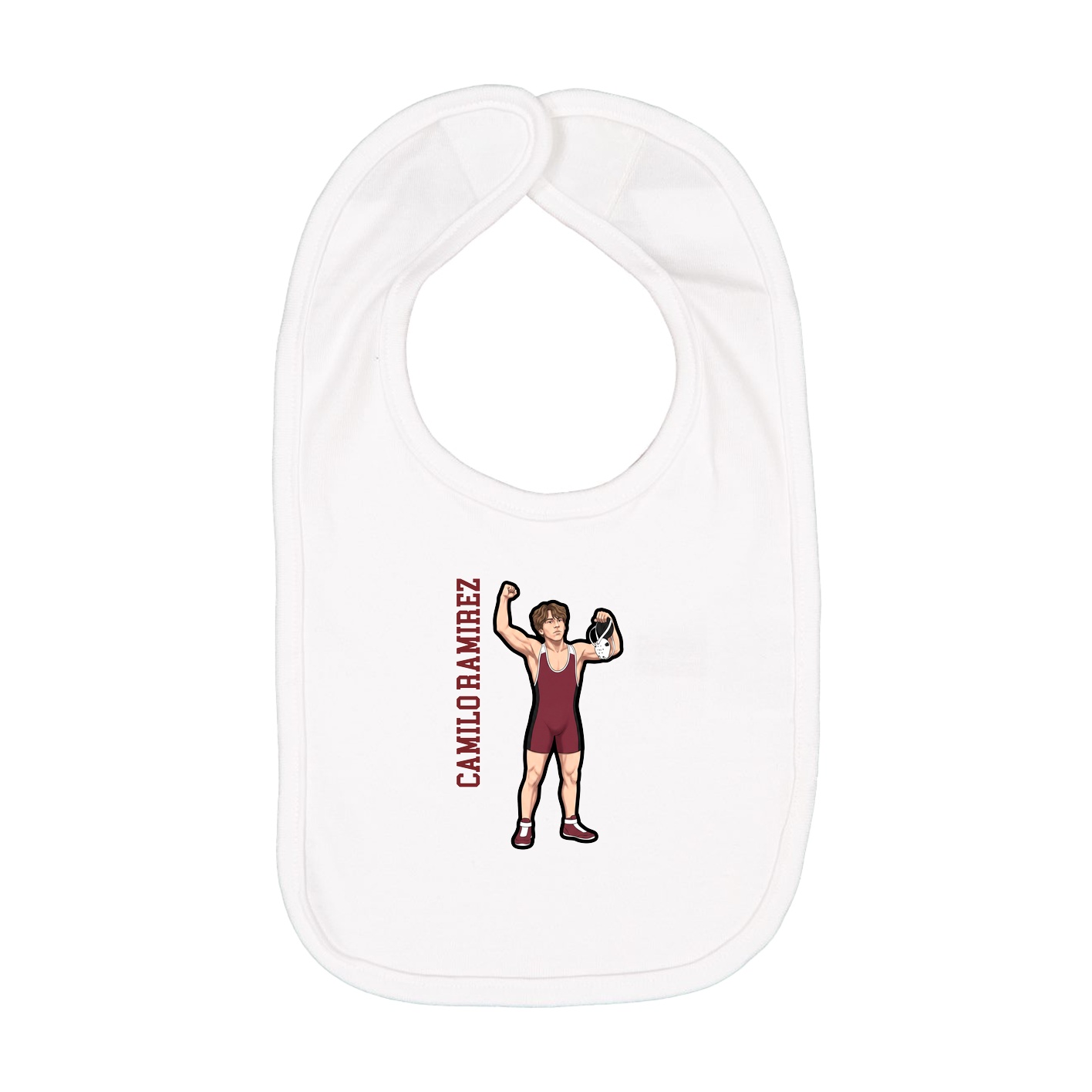 Infant Bib — Name Vertical in White