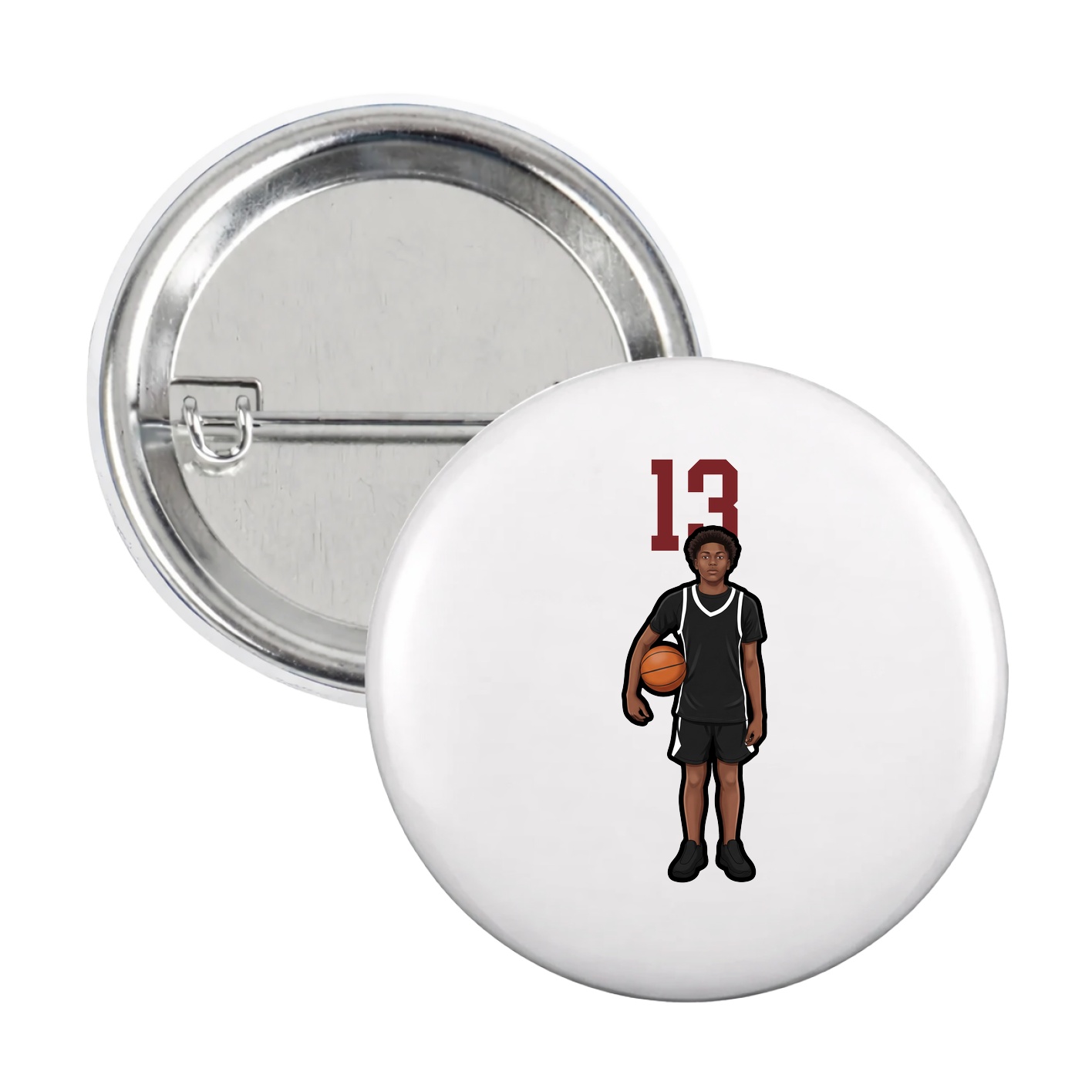 Game Day Button — Number Top in White