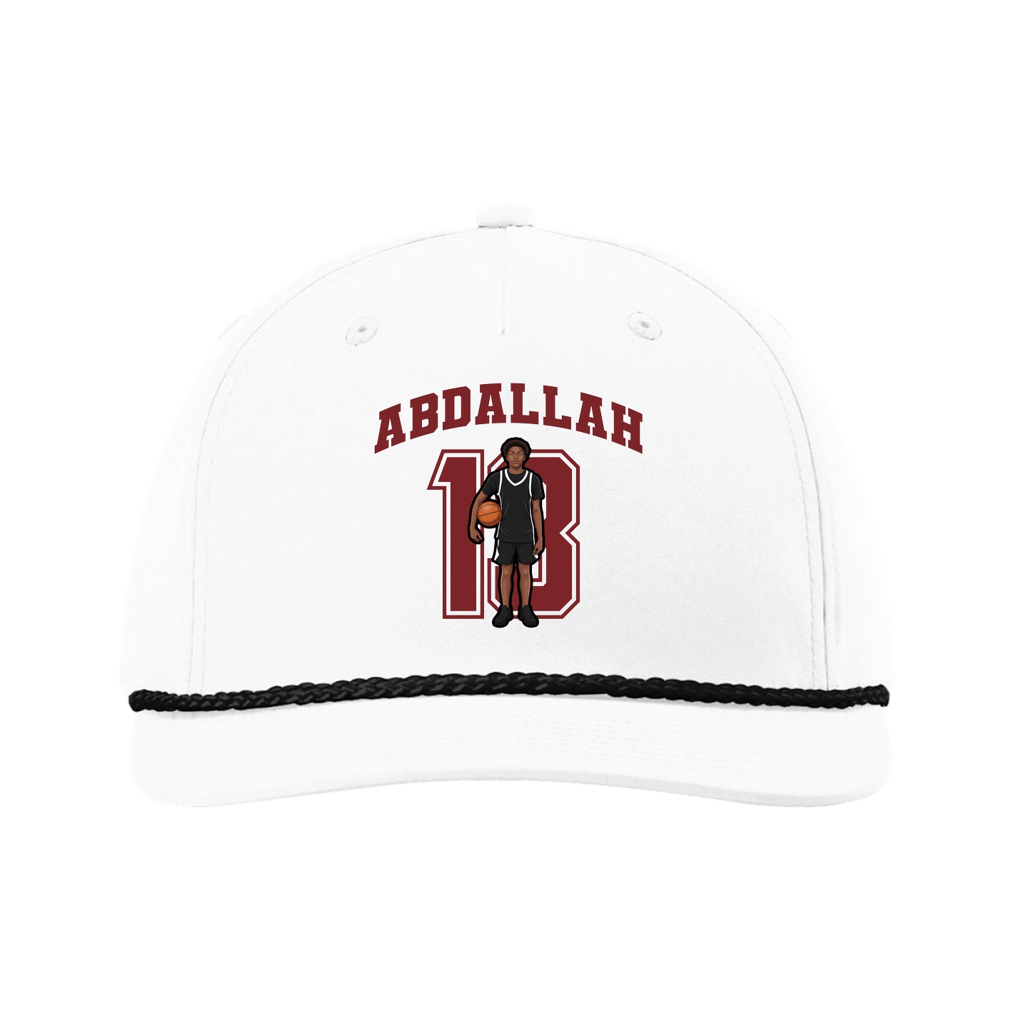 Five-Panel Classic Rope Cap — Number in White
