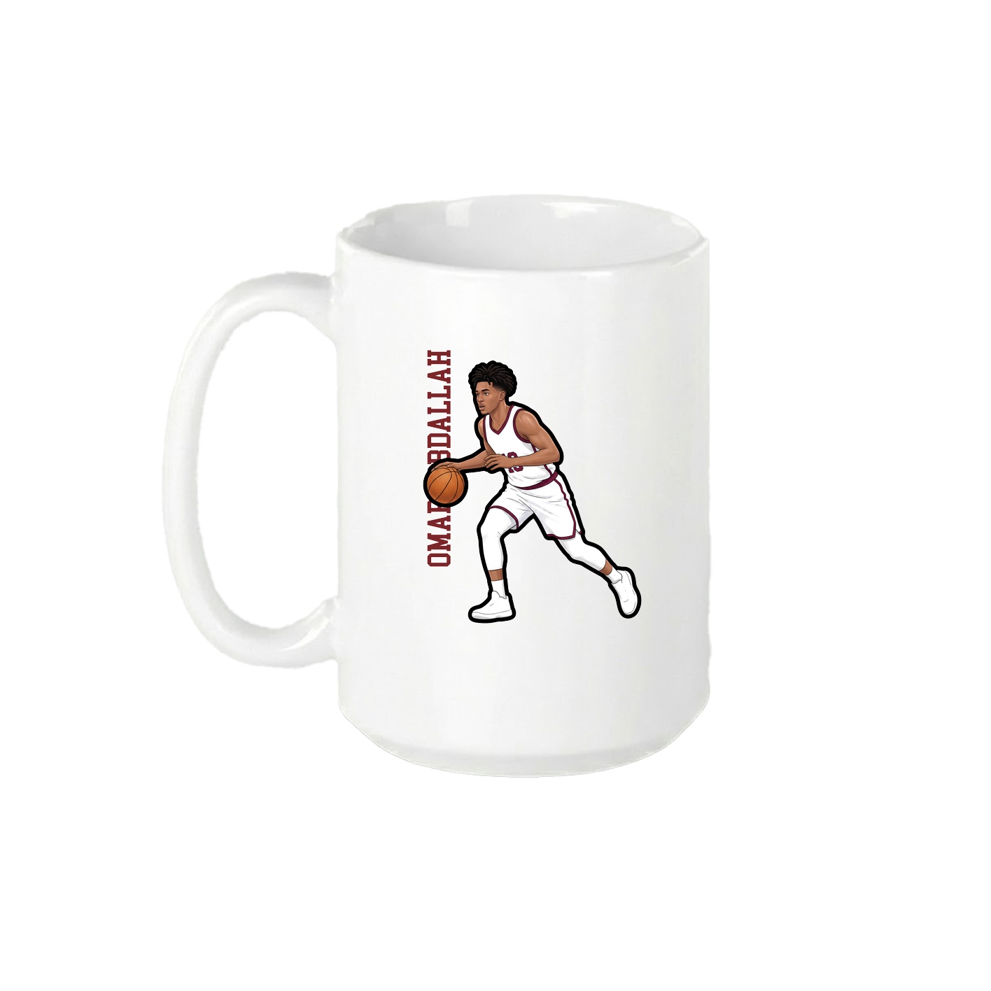 15oz Coffee Mug — Name Vertical in White