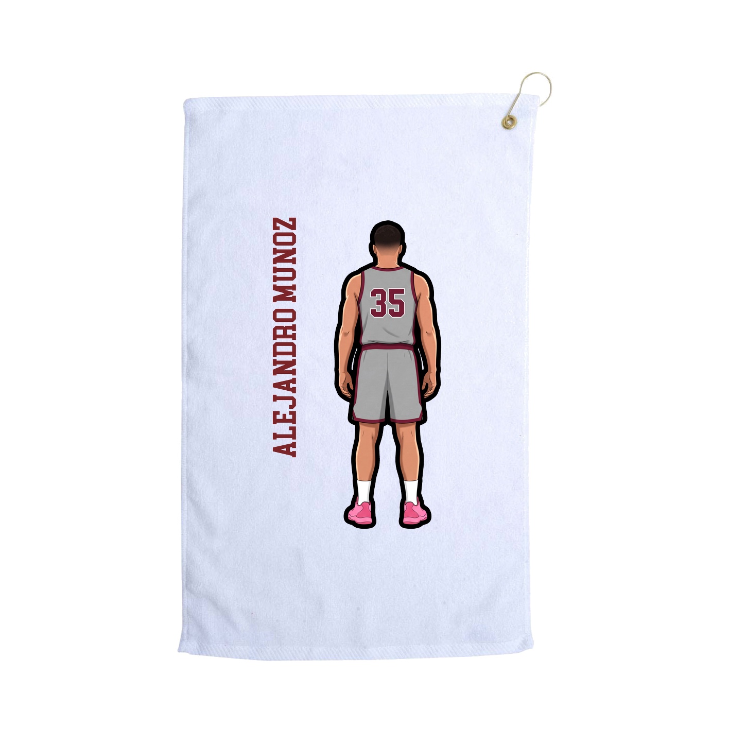 Golf Towel — Name Vertical in White