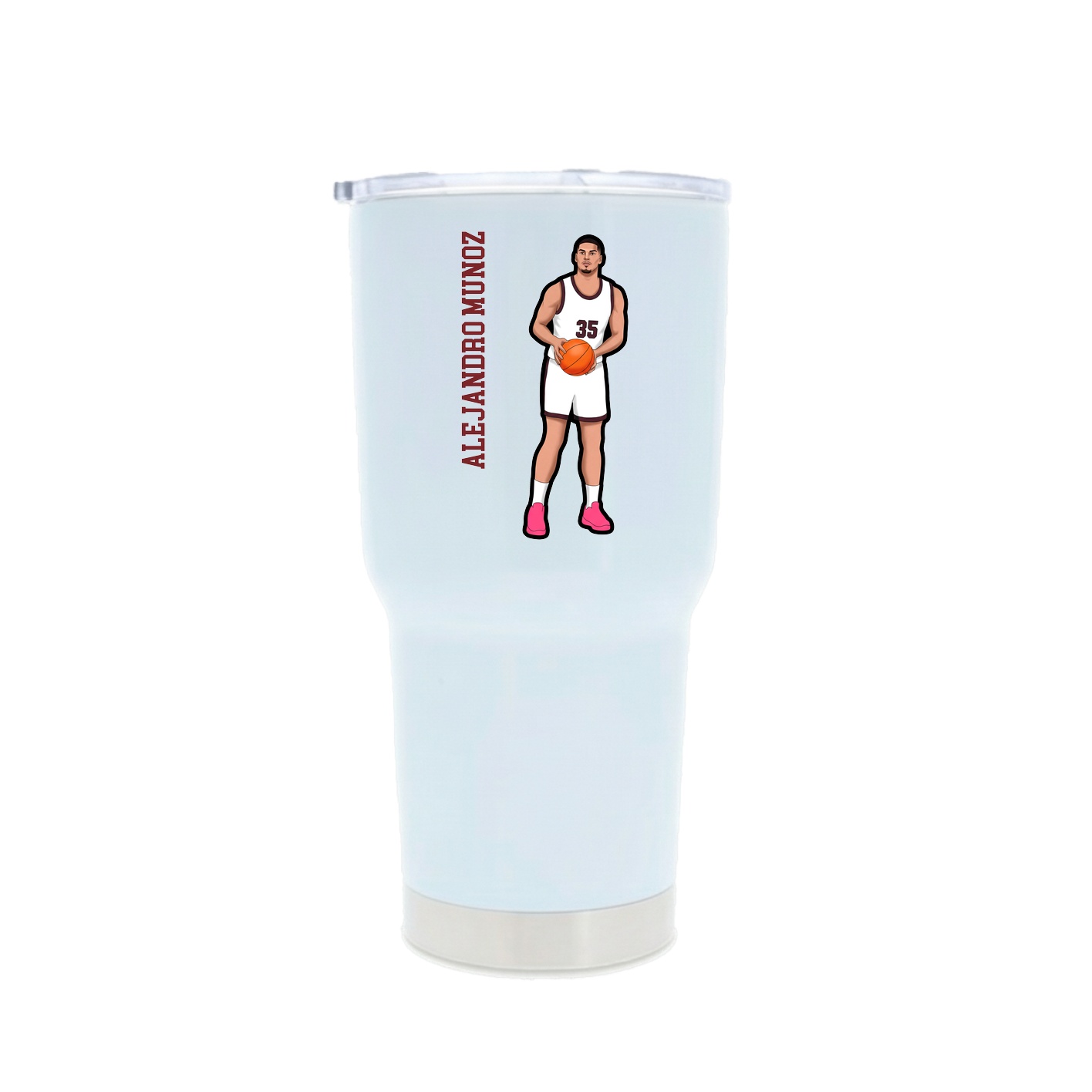 30oz Stainless Steel Tumbler — Name Vertical in White