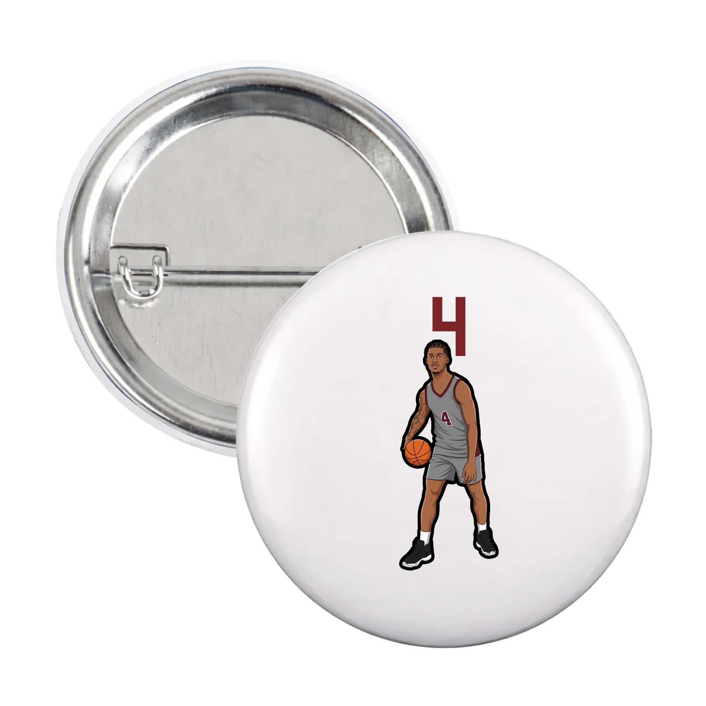 Game Day Button — Number Top in White