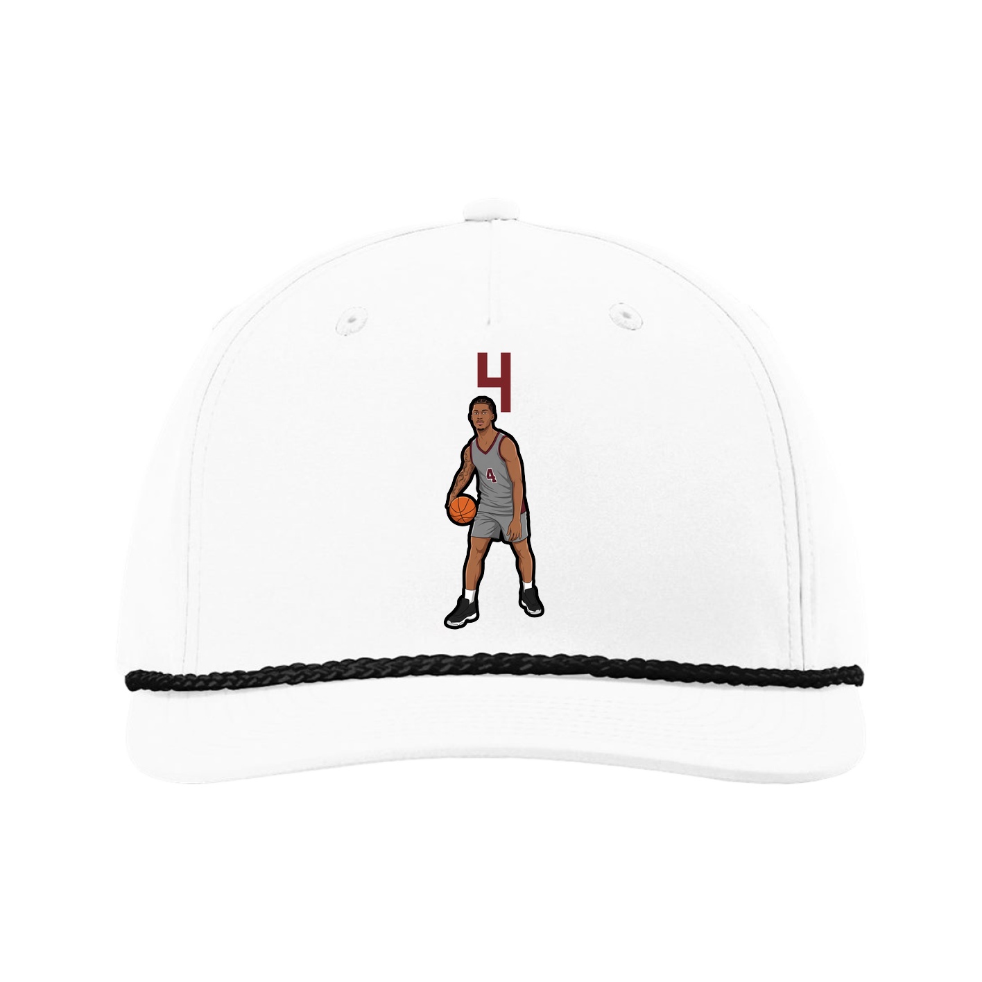Five-Panel Classic Rope Cap — Number Top in White